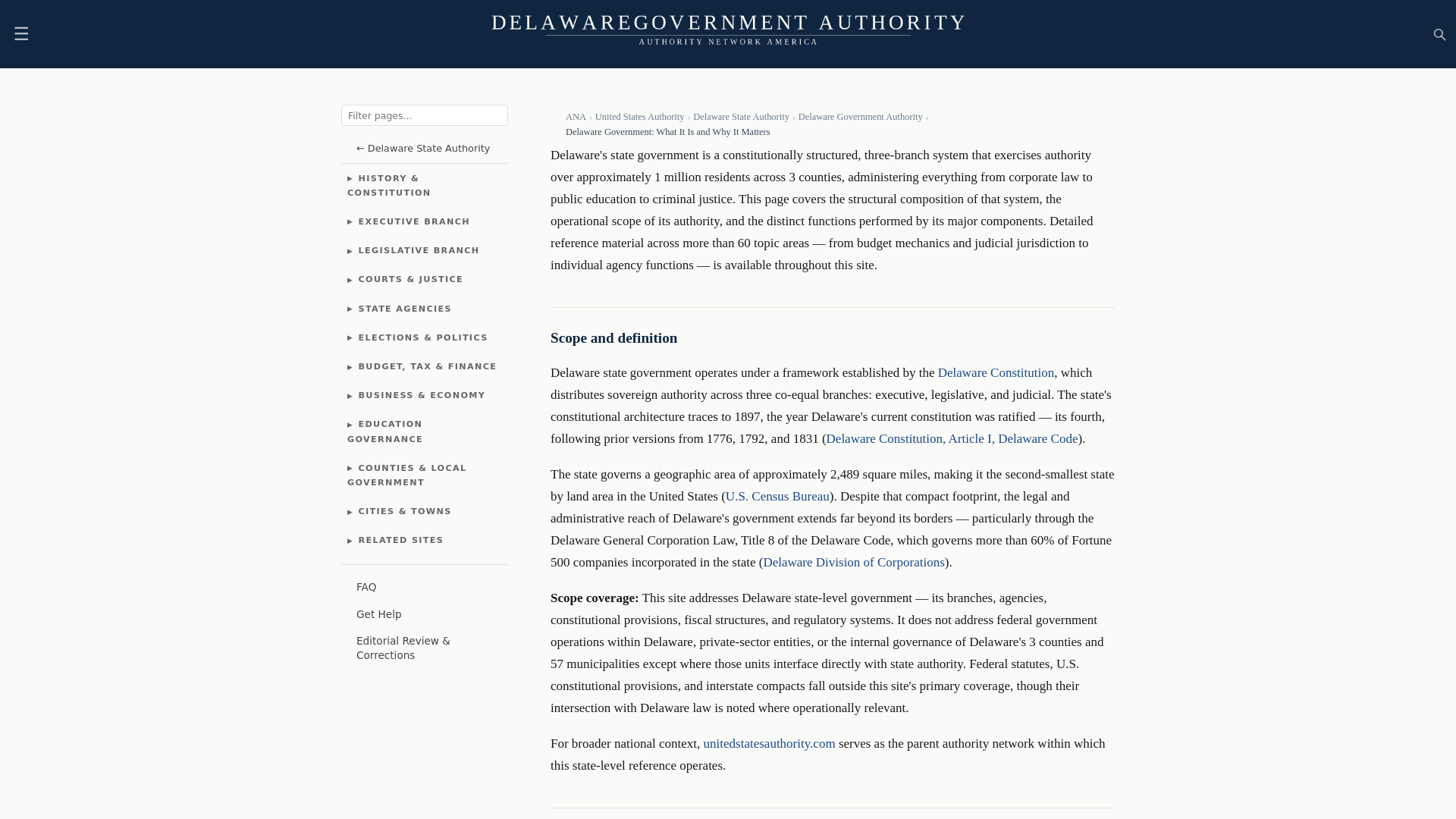 website screenshot of https://delawaregovernmentauthority.com/