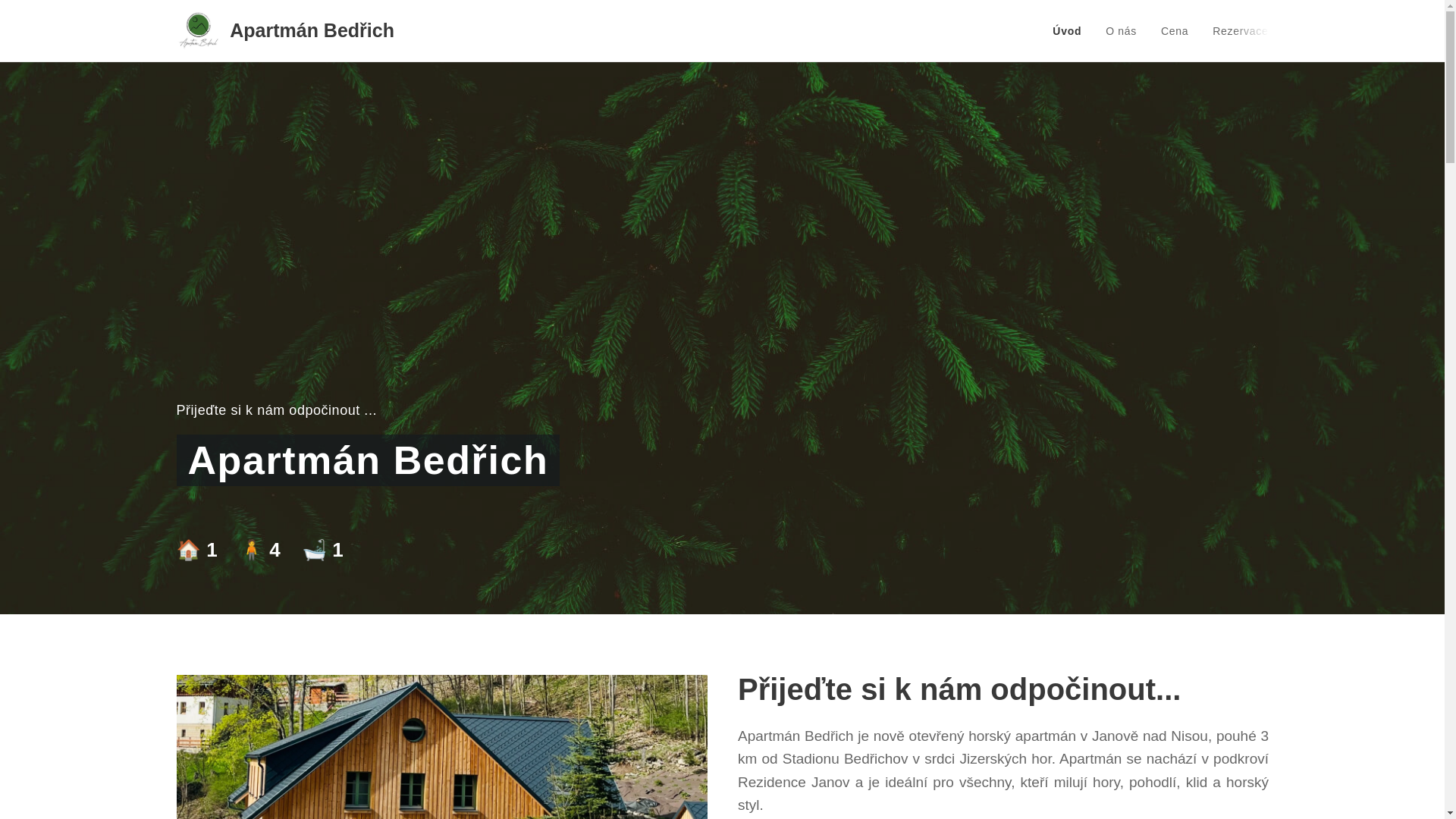 website screenshot of https://apartmanbedrichjanov1086.cz/