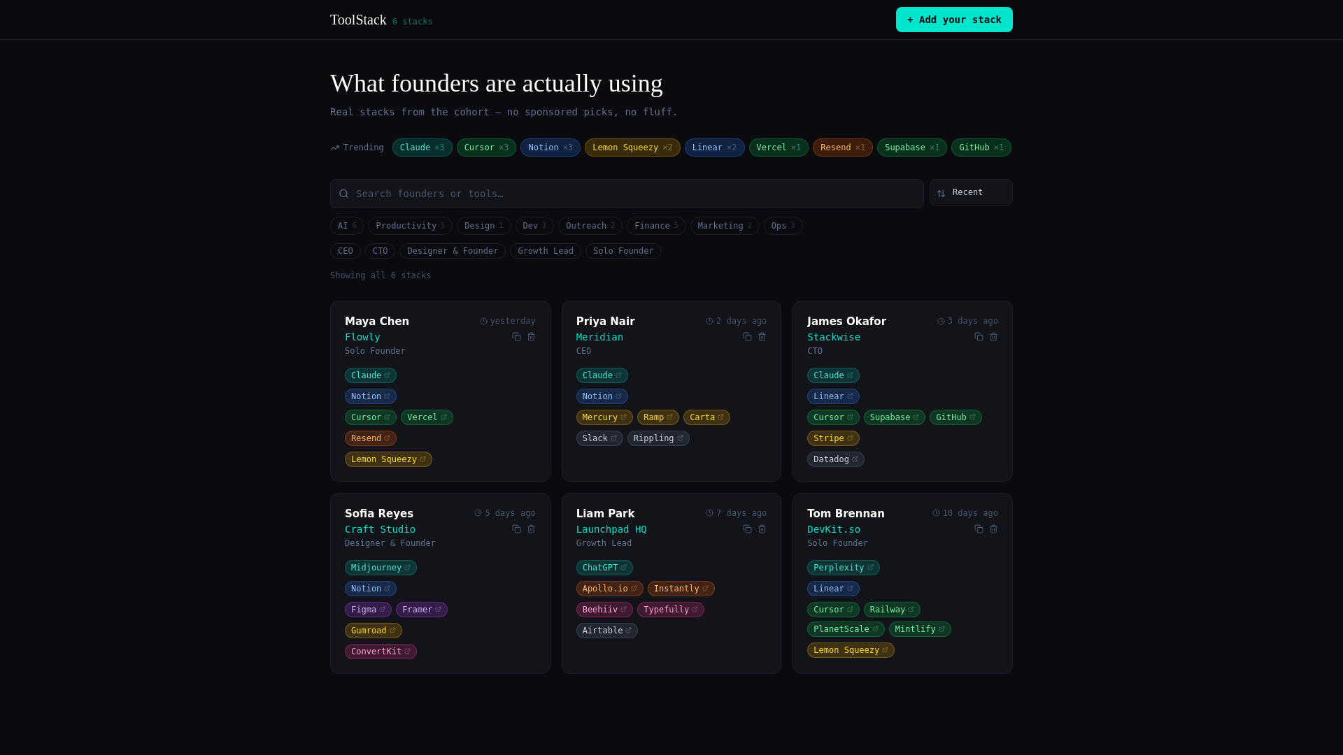 website screenshot of https://glasstack.app