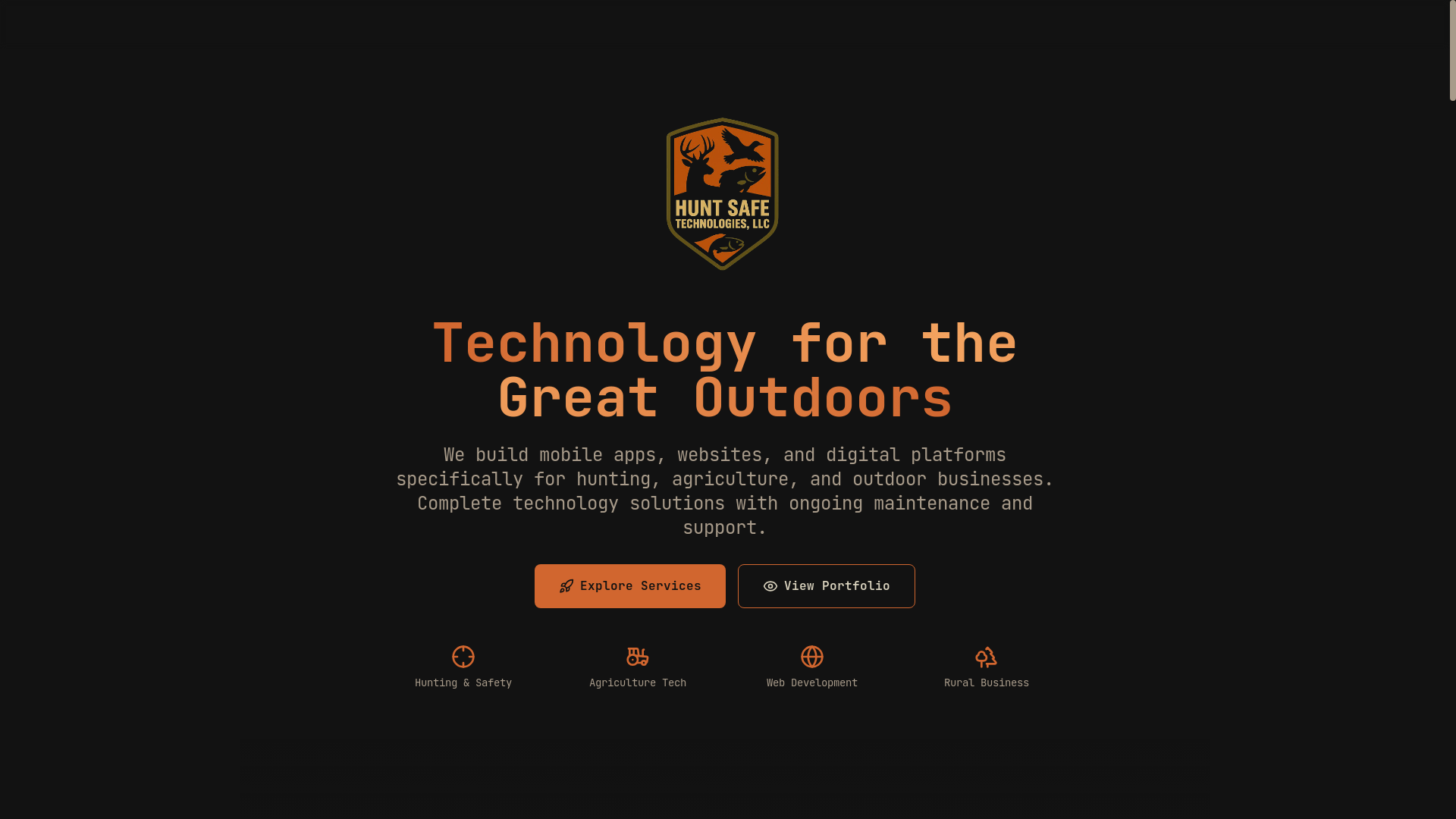 website screenshot of https://huntsafetechnologies.com/