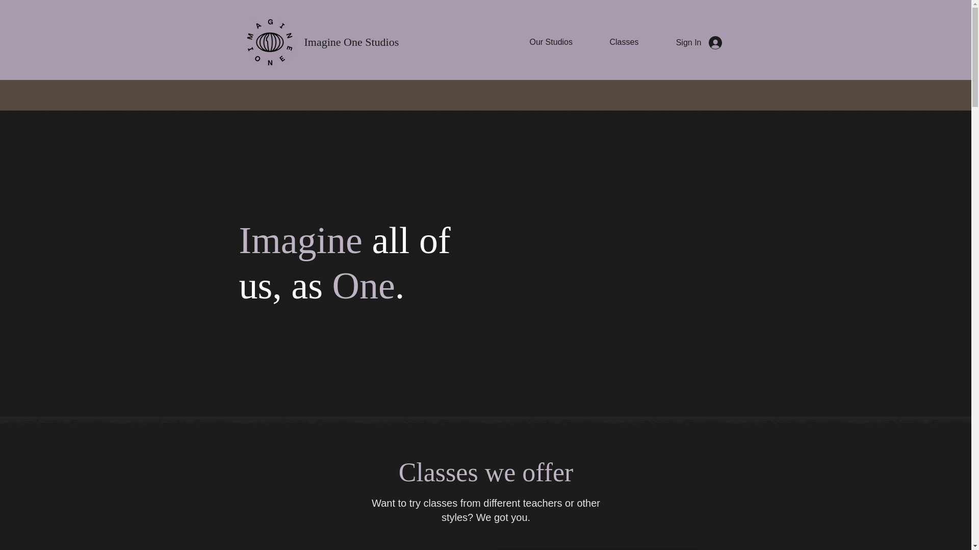 website screenshot of https://imagineonestudios.com/