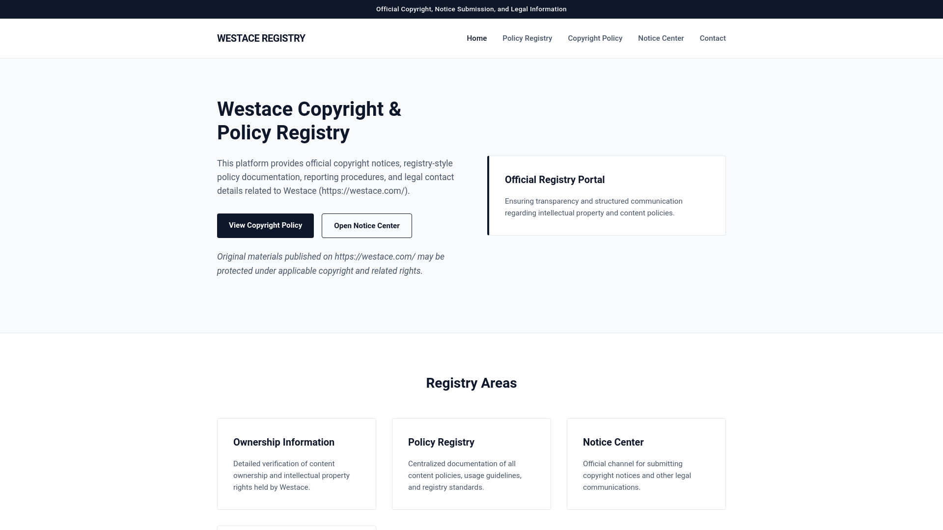 website screenshot of https://westace-protection.online/