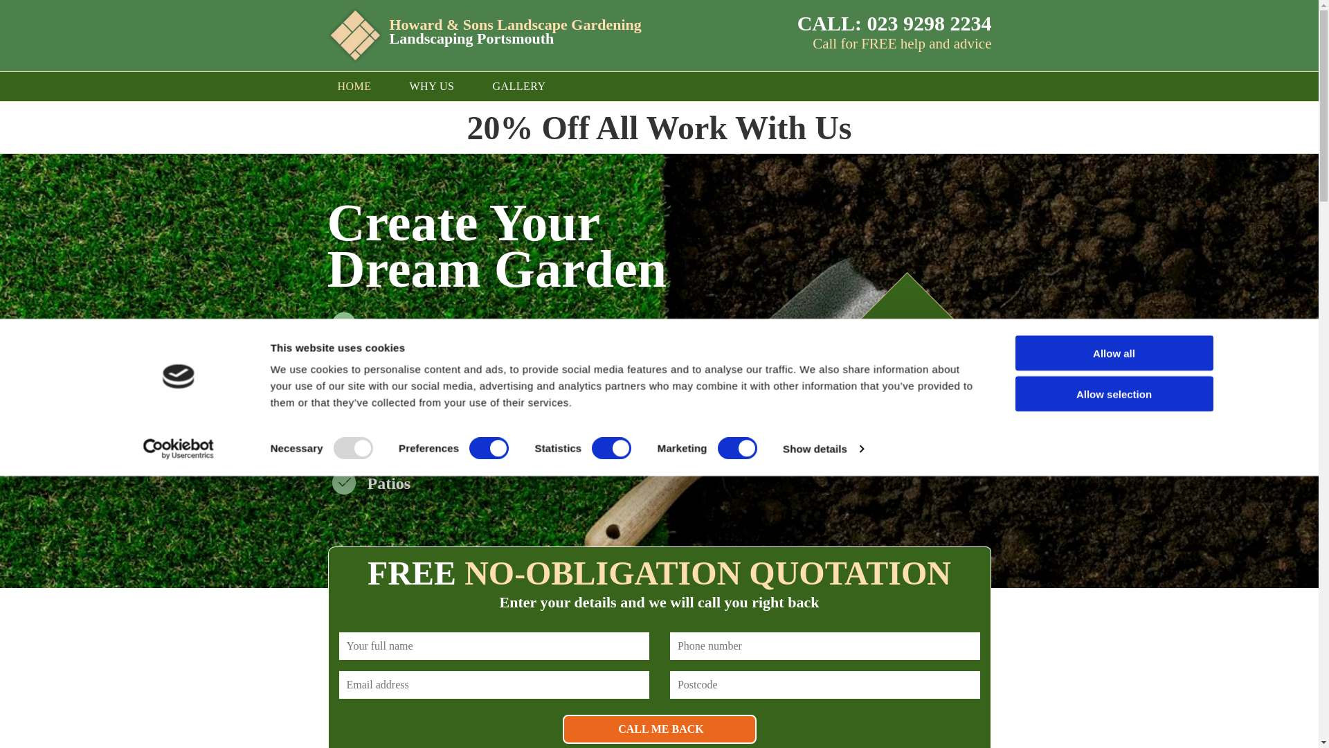 website screenshot of https://hslandscapingportsmouth.co.uk/