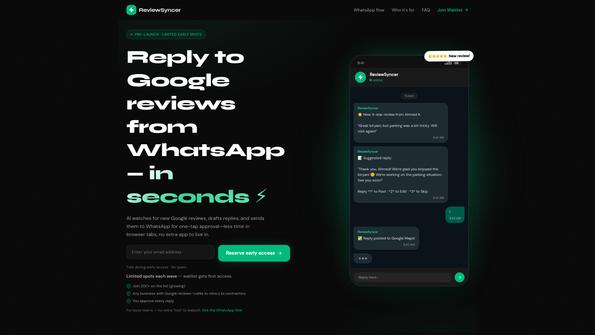 website screenshot of https://reviewsyncer.com/