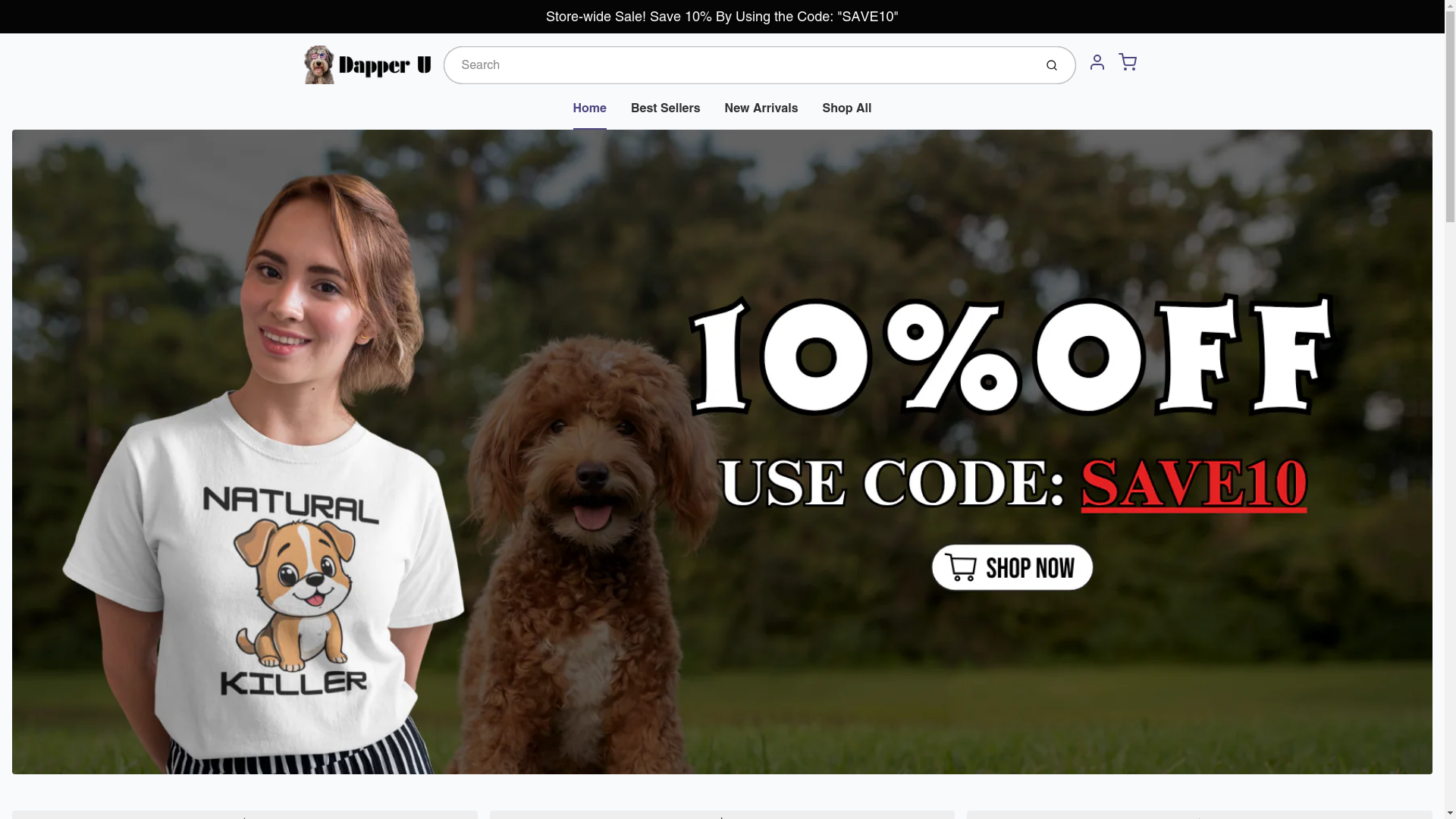 website screenshot of https://dapperutees.com/