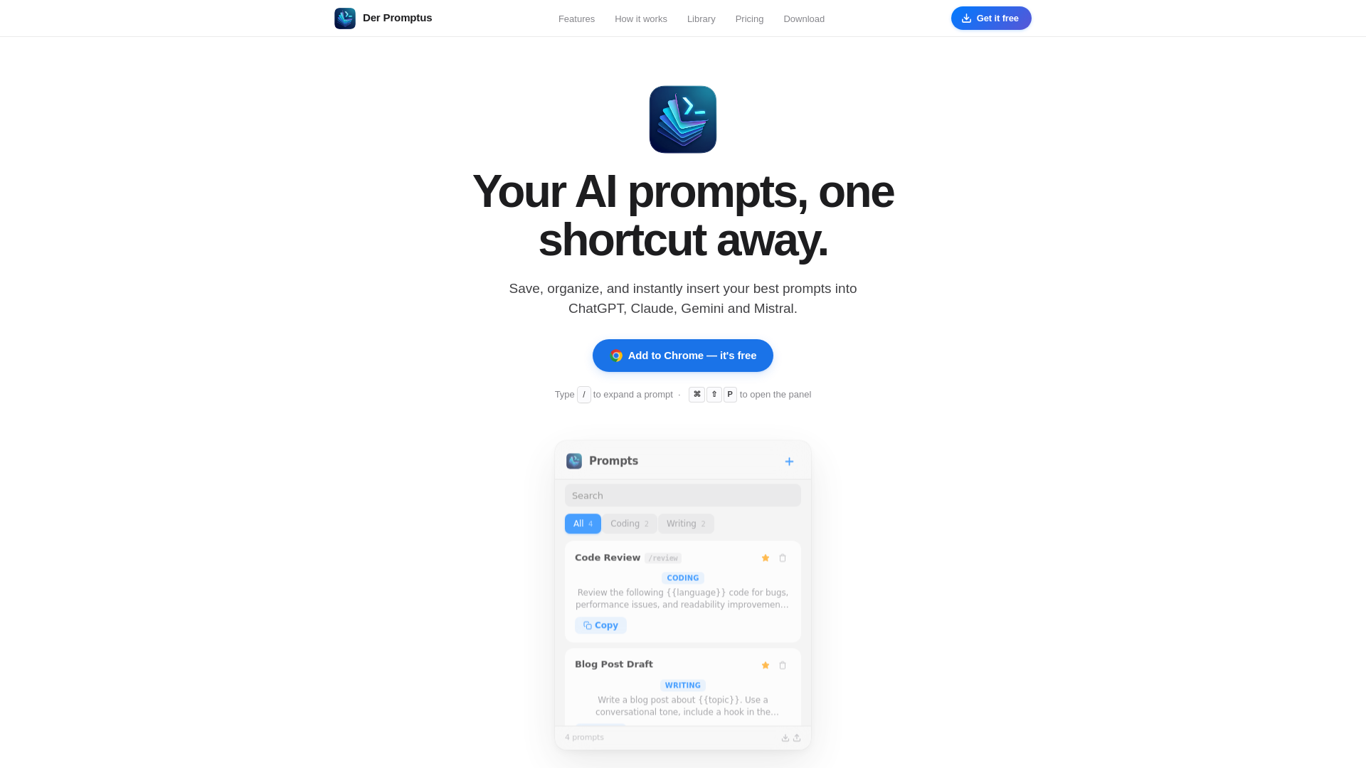 website screenshot of https://derpromptus.com