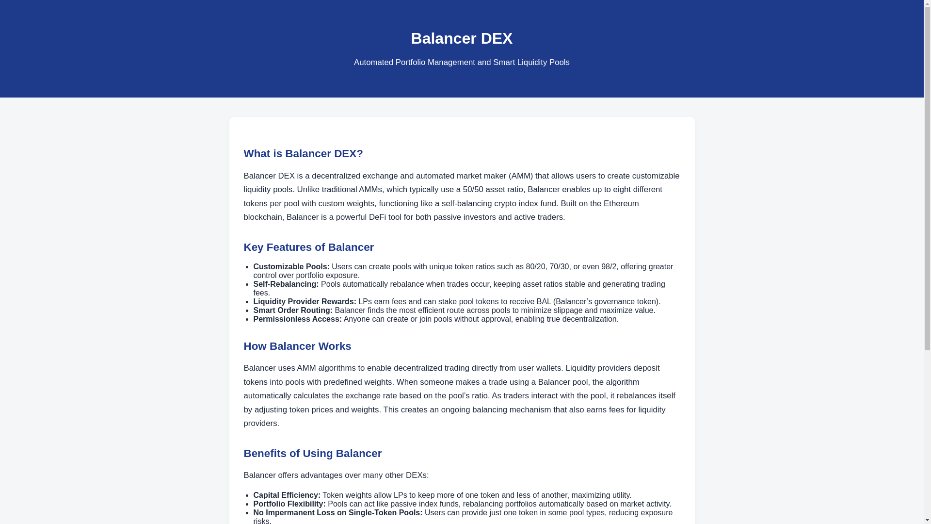 website screenshot of https://balancer--dex.pages.dev/