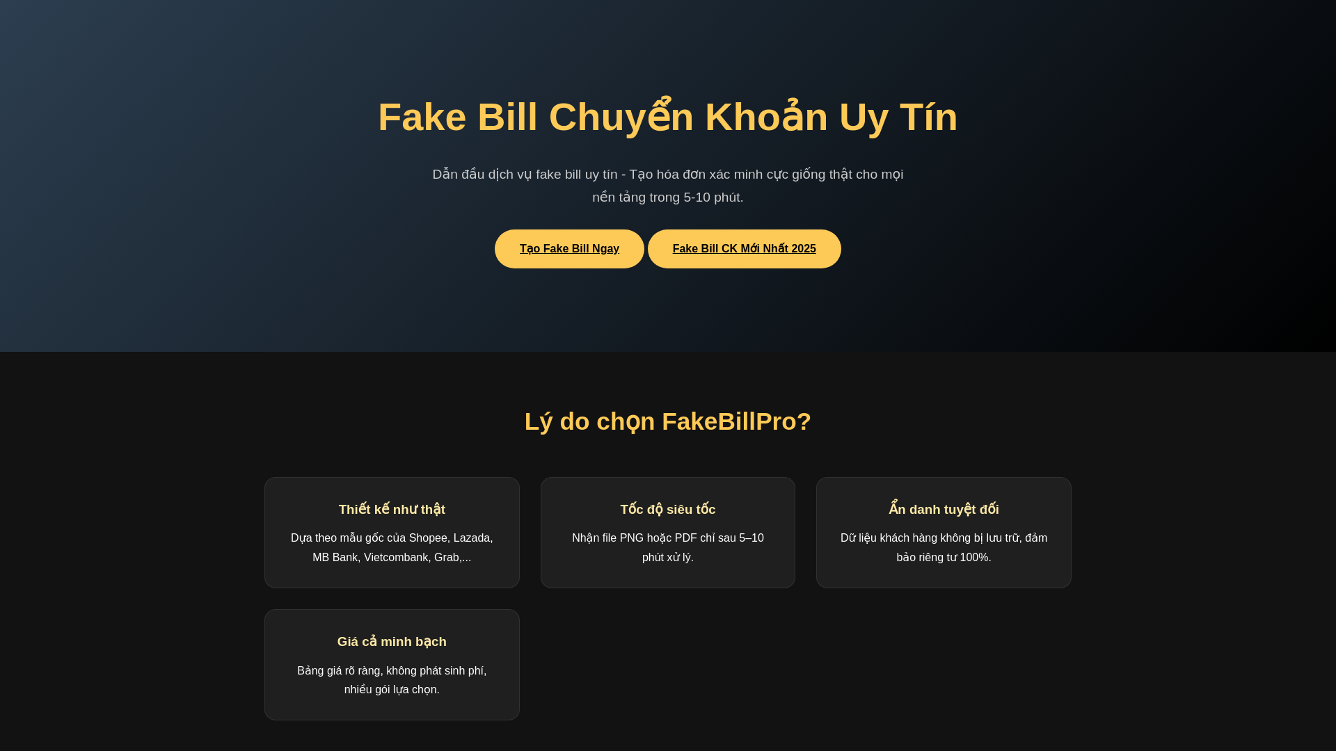 website screenshot of https://fakebill.asia/