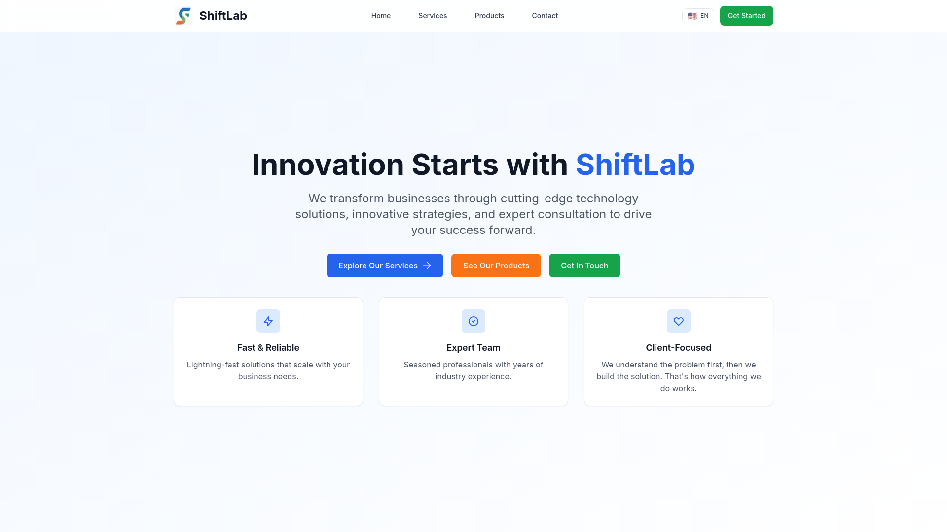 website screenshot of https://shiftlab.ar/
