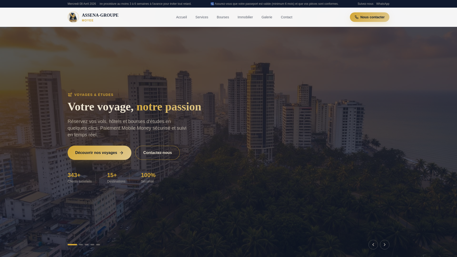 website screenshot of https://assena-groupemoyee.com/