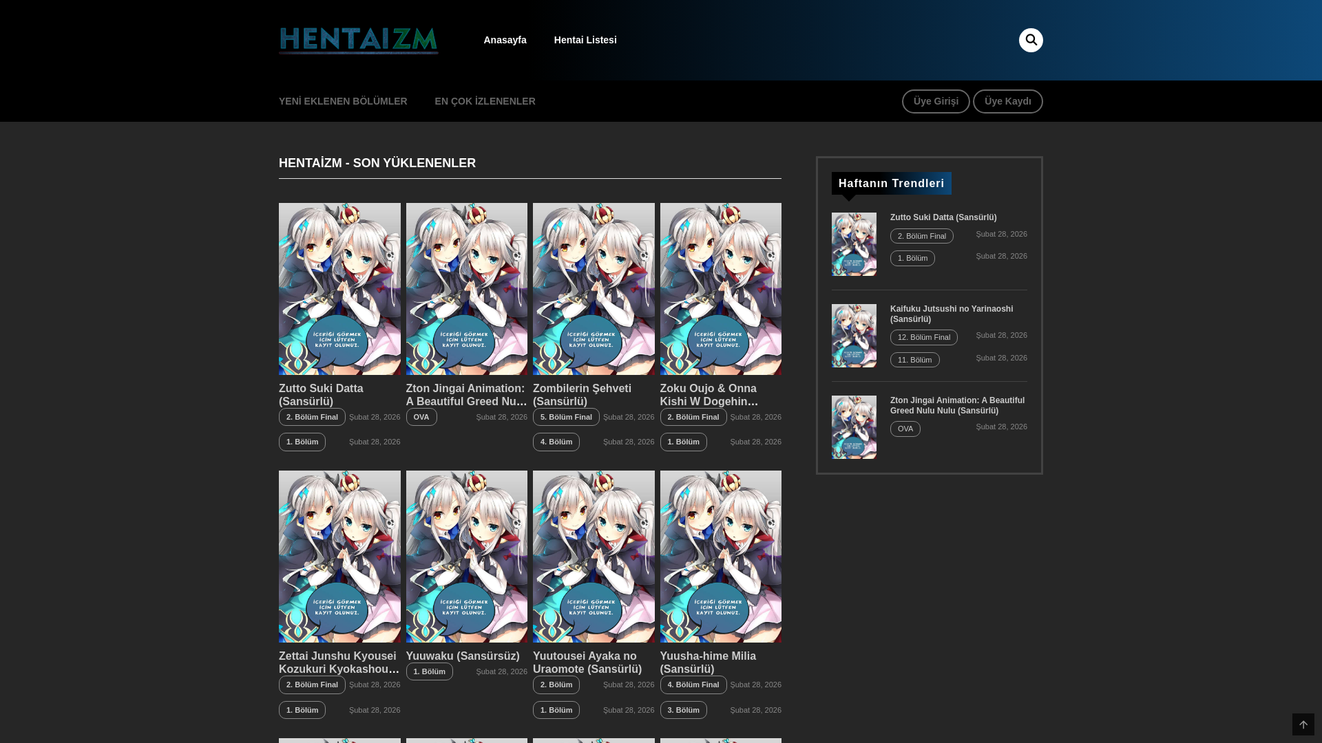 website screenshot of https://hentaizm.lat