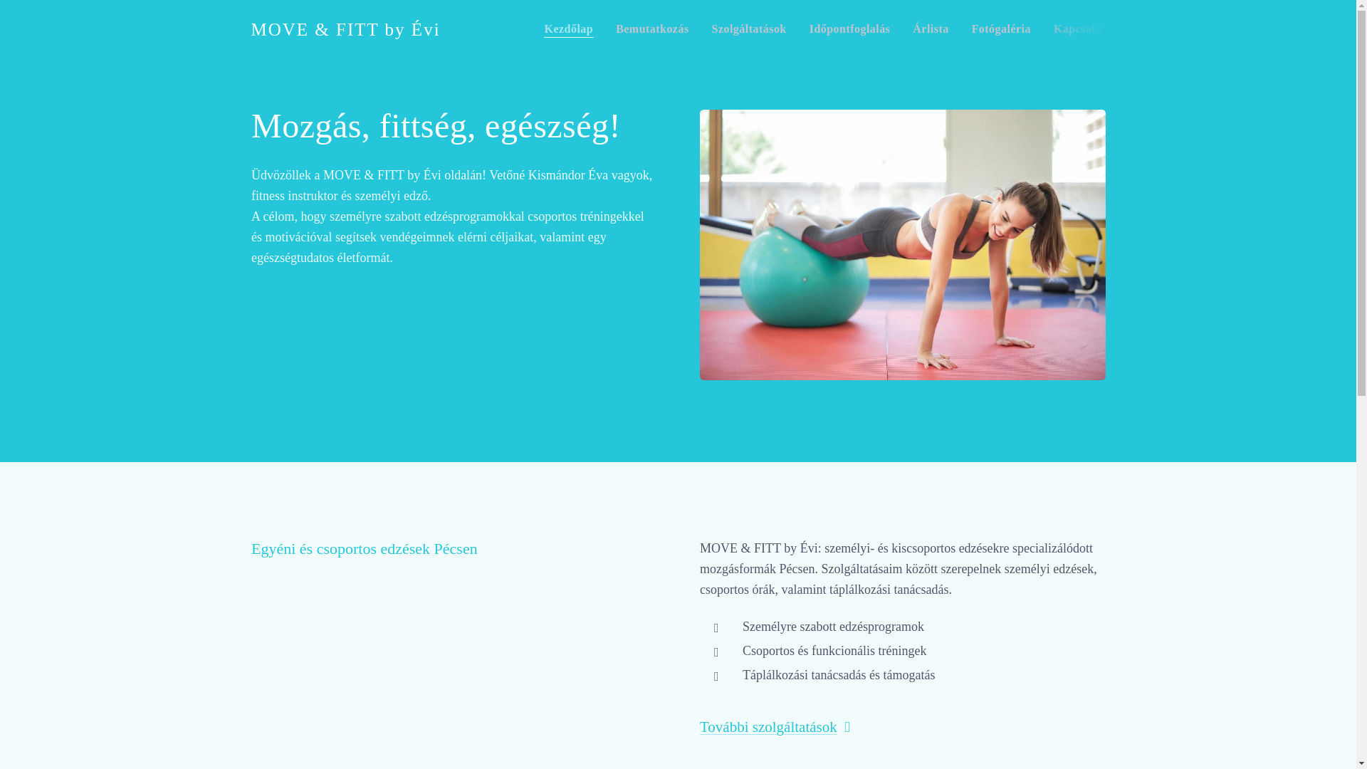 website screenshot of https://moveandfittbyevi.hu/