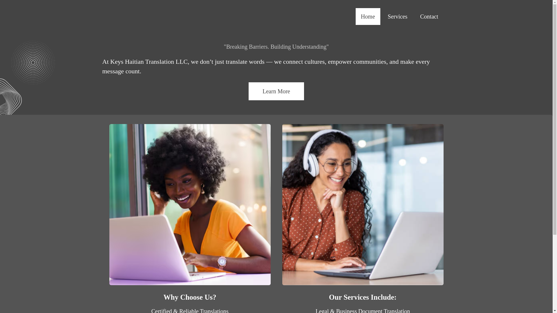 website screenshot of https://keyshaitiantanslation.com/