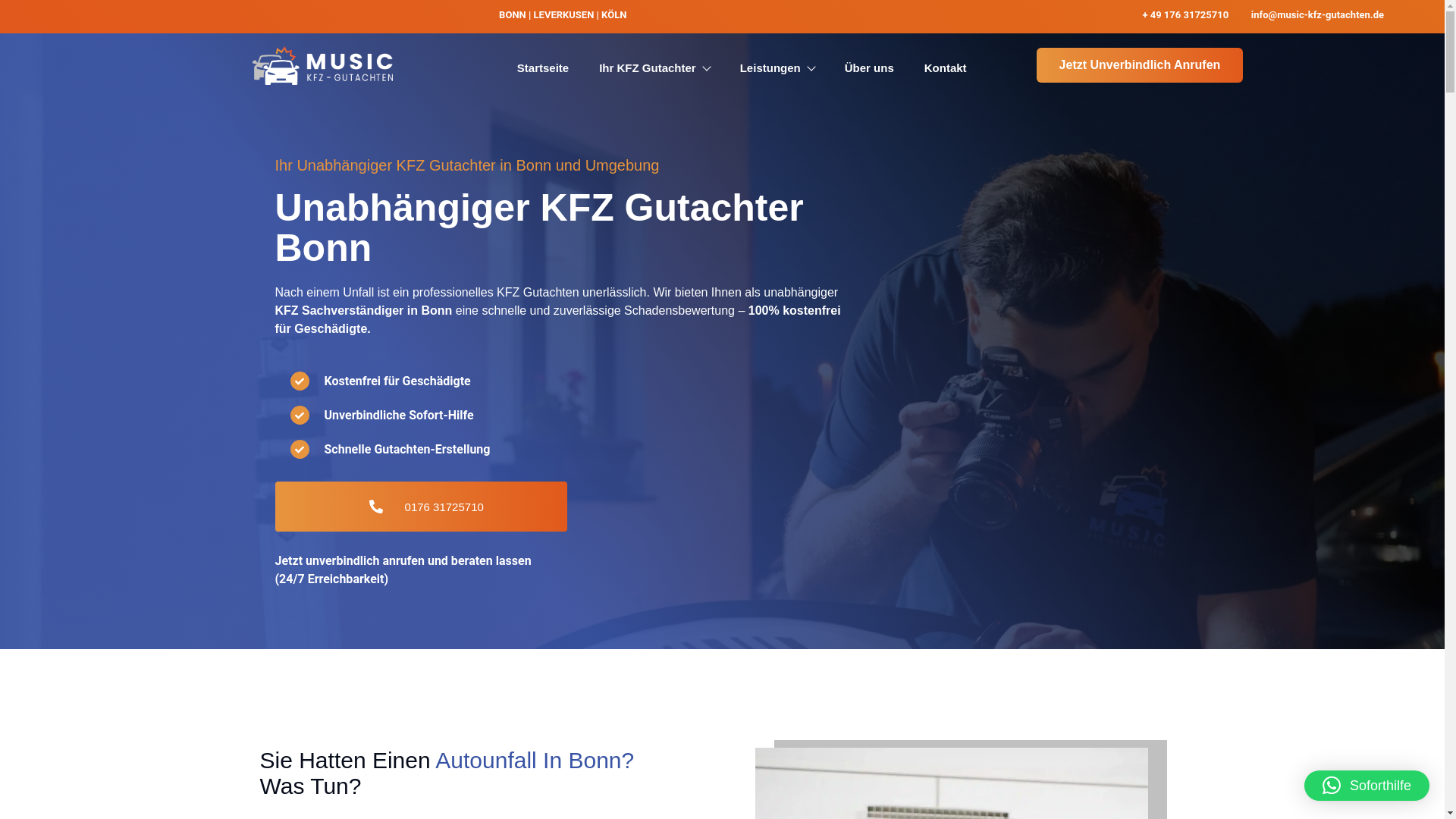 website screenshot of https://kfzsachverstaendigerbonn.de/