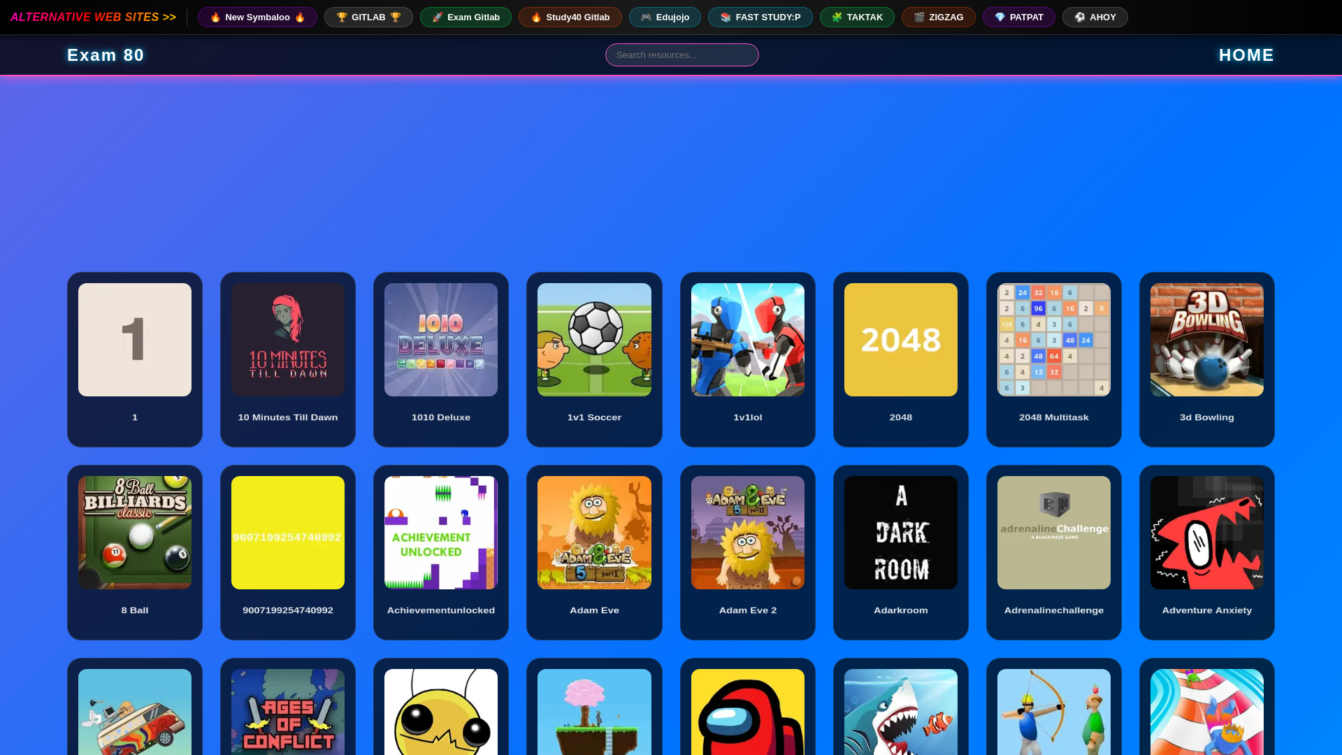 website screenshot of https://exam80.online/