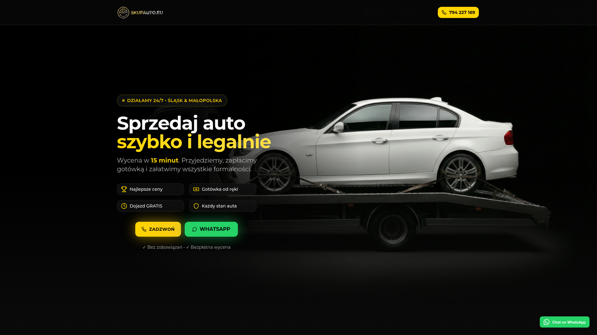 website screenshot of https://skupauto.eu/