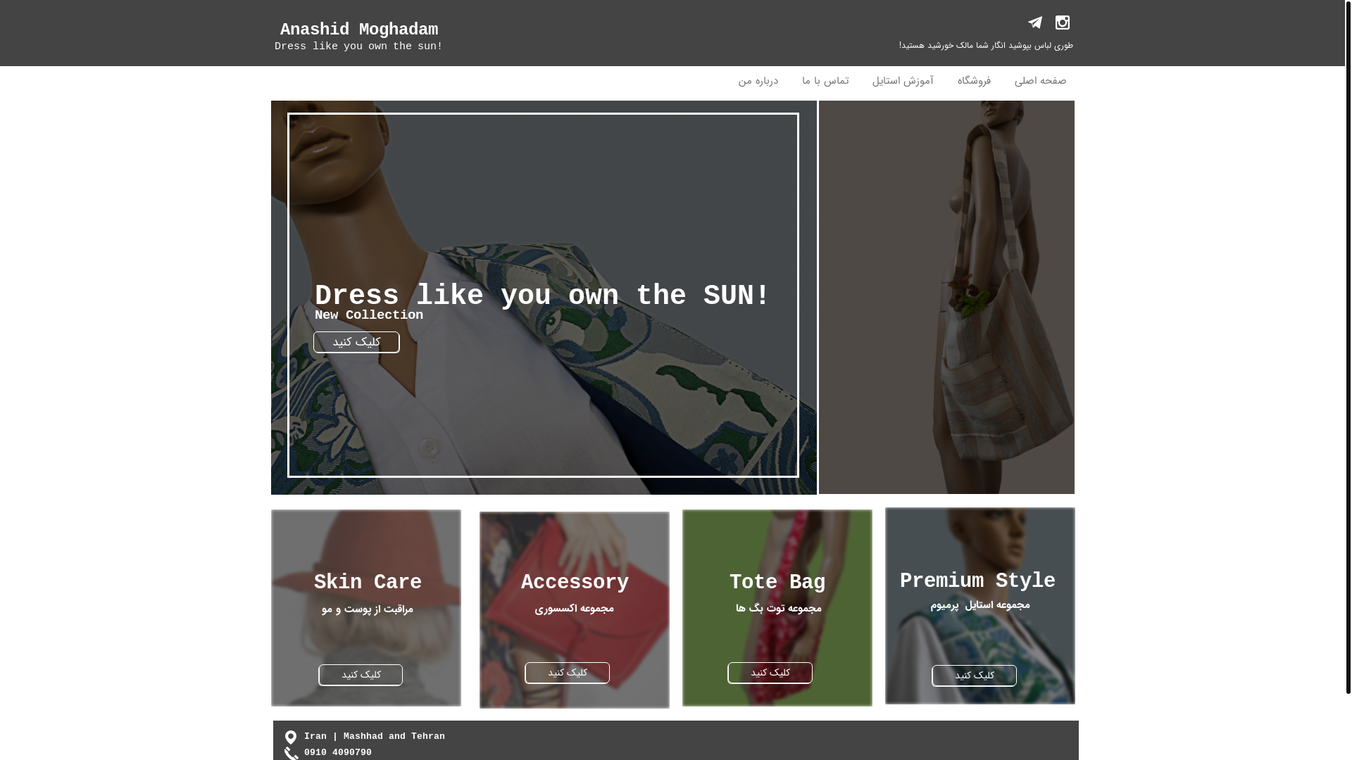 website screenshot of https://anashidmoghadam.ir/