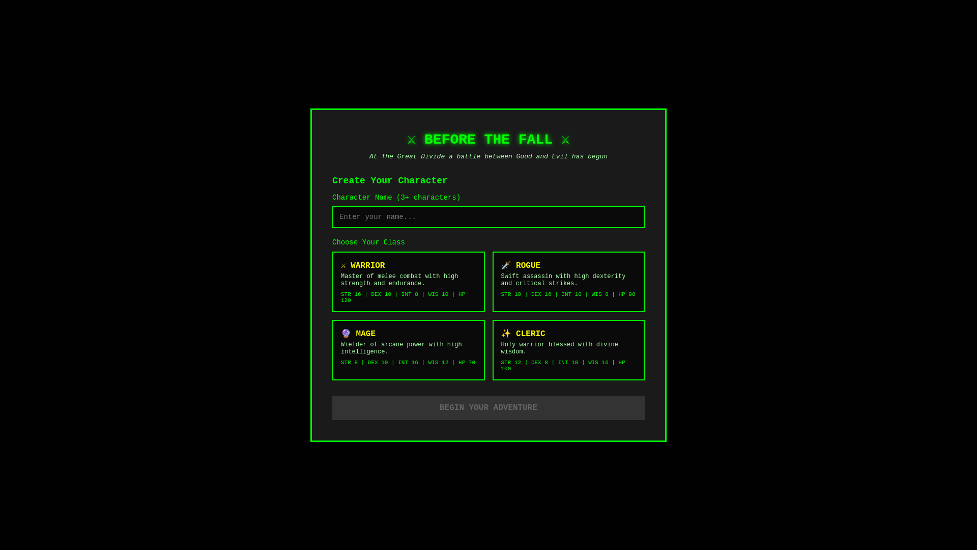 website screenshot of https://beforethefallrpg.com/