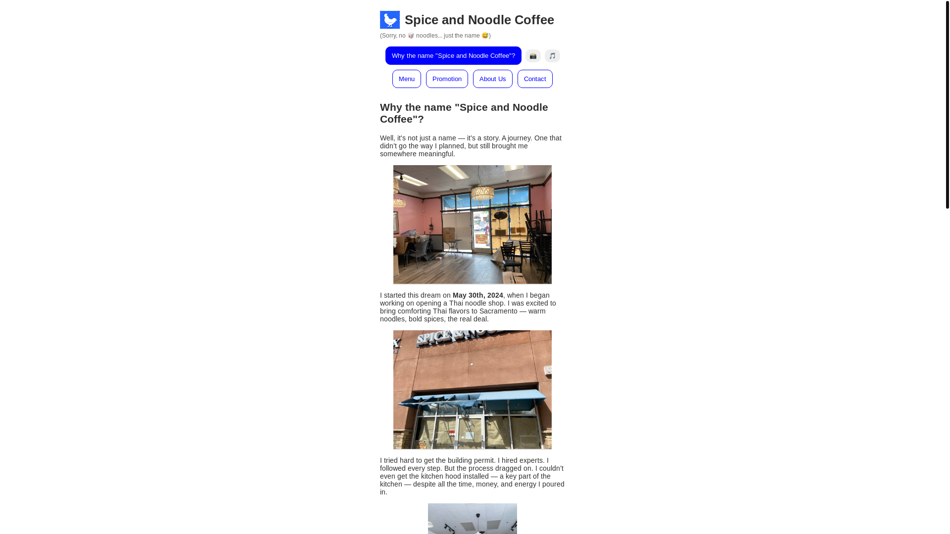 website screenshot of https://spiceandnoodlecoffee.com/