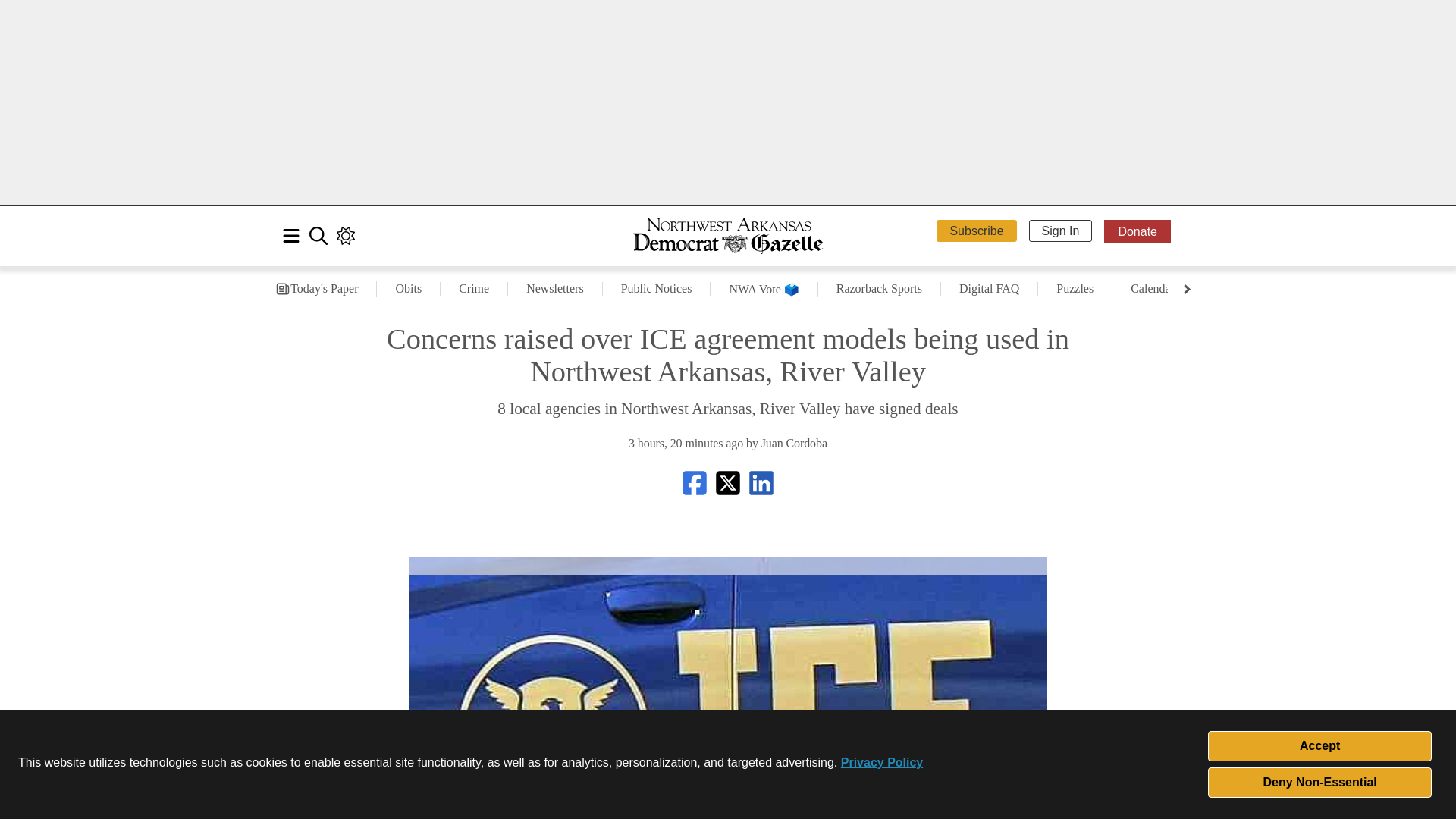 website screenshot of https://www.nwaonline.com/news/2026/mar/22/concerns-raised-over-ice-agreement-models-being/