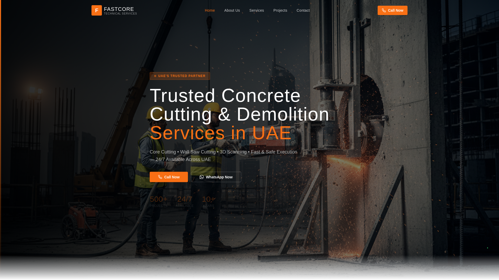 website screenshot of https://fastconcretecuttingllc.com/