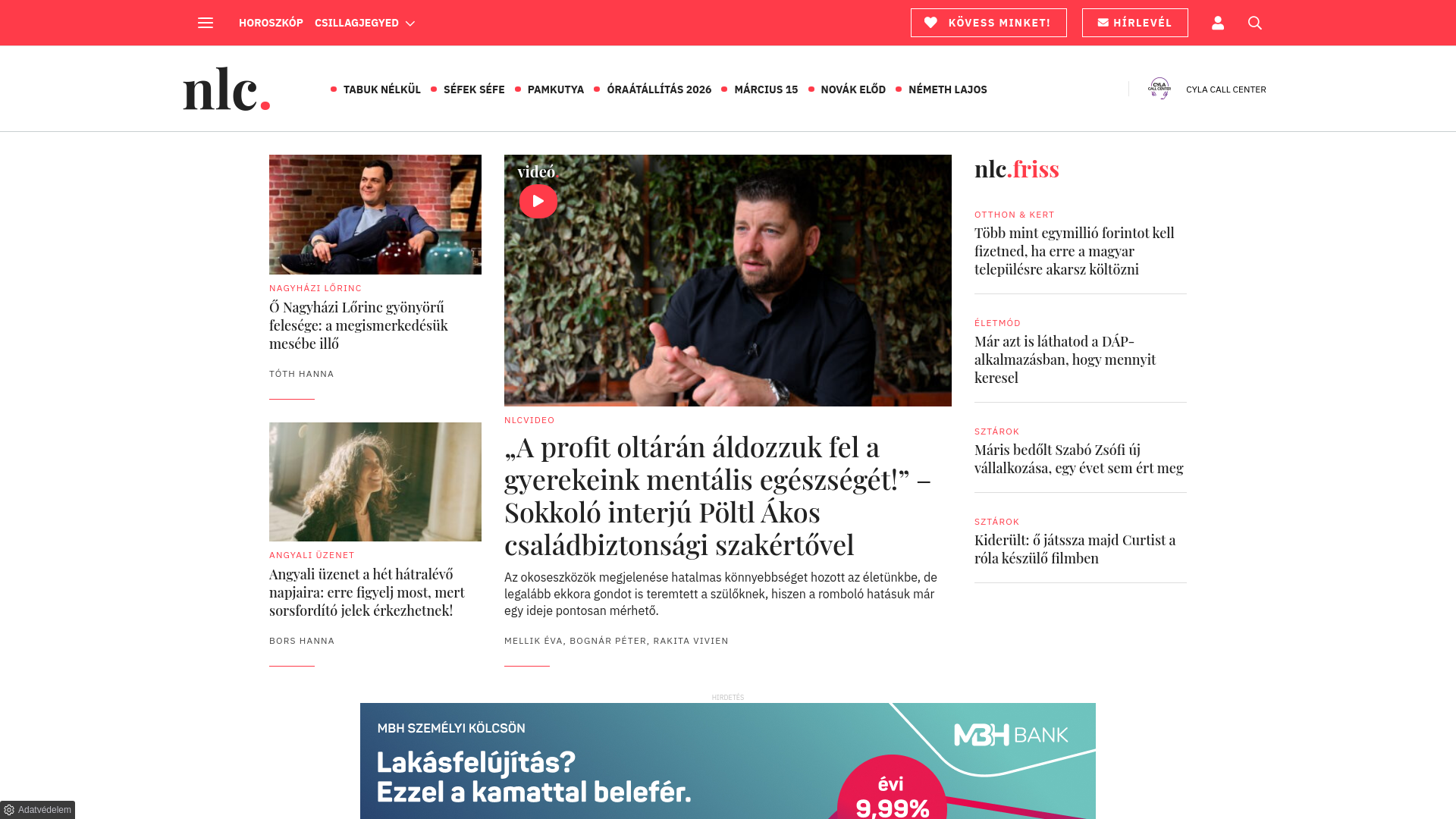 website screenshot of https://nlc.hu