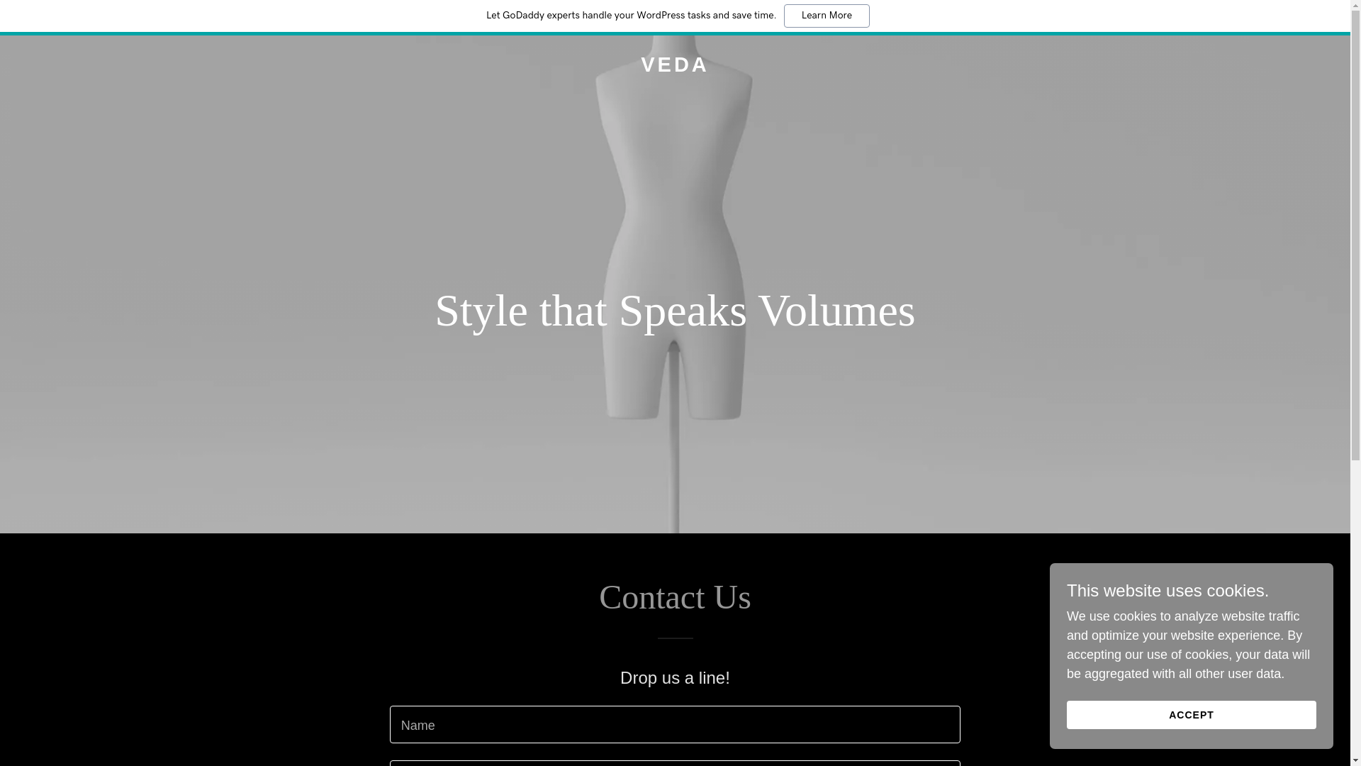 website screenshot of https://veda.fashion/