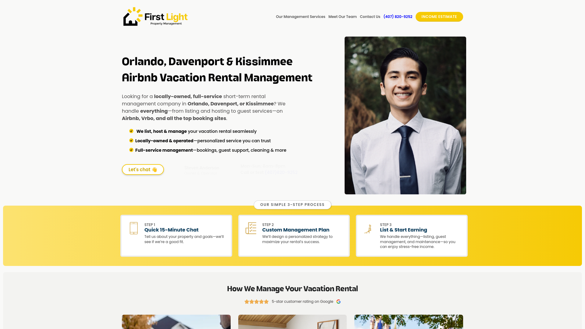 website screenshot of https://teamfirstlightmgmt.com/
