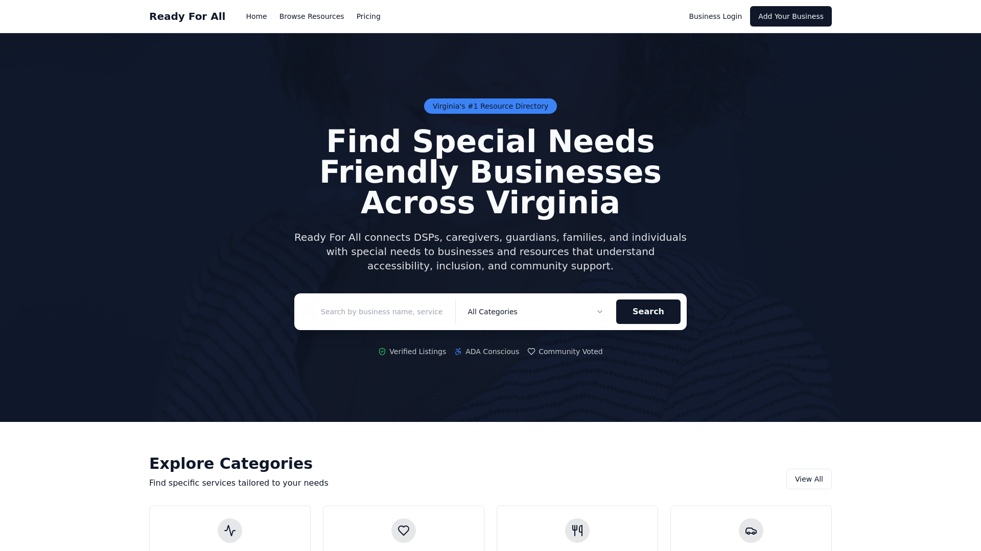 website screenshot of https://readyforall.org/