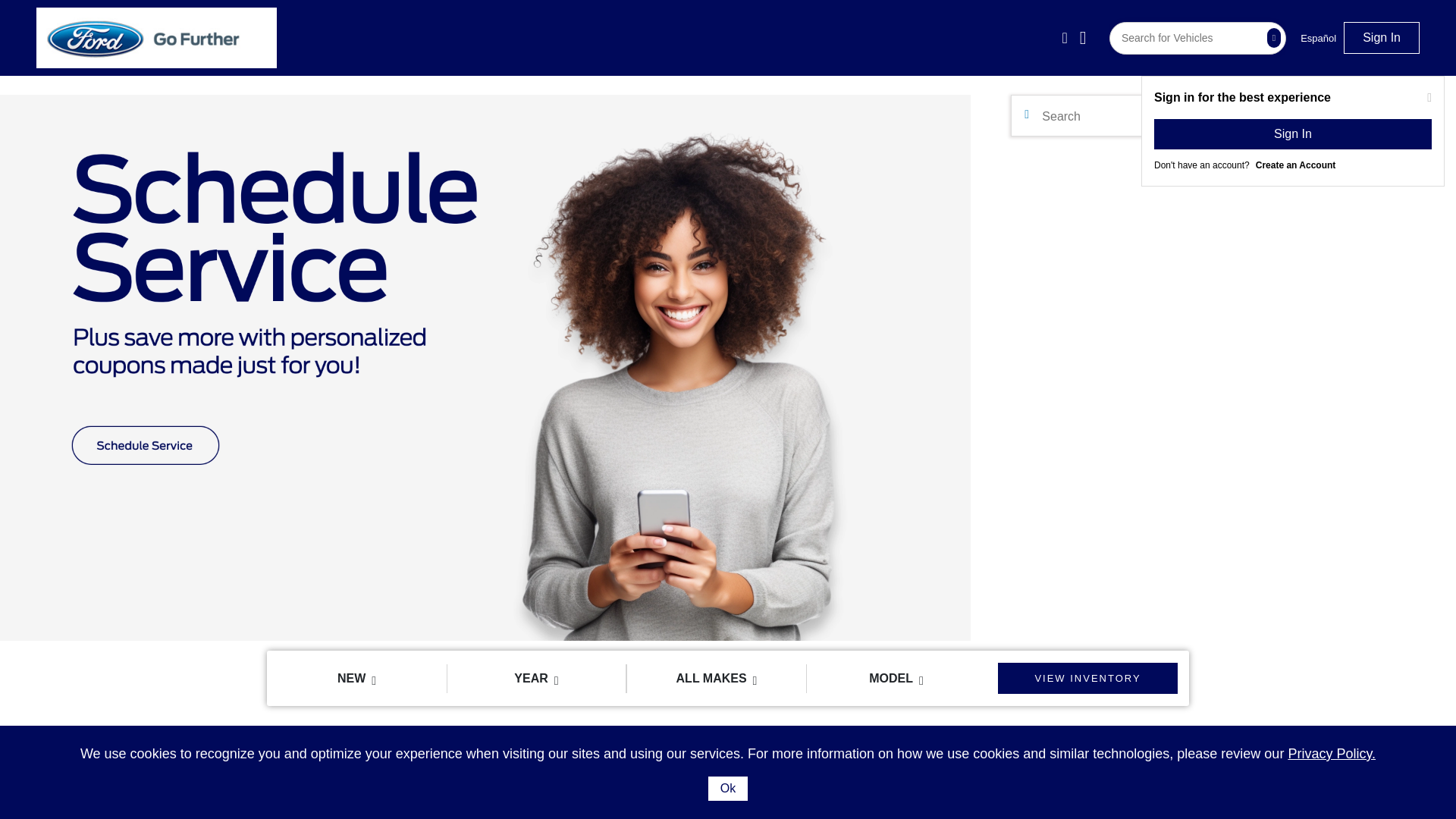 website screenshot of https://mygreggsmithford.com/