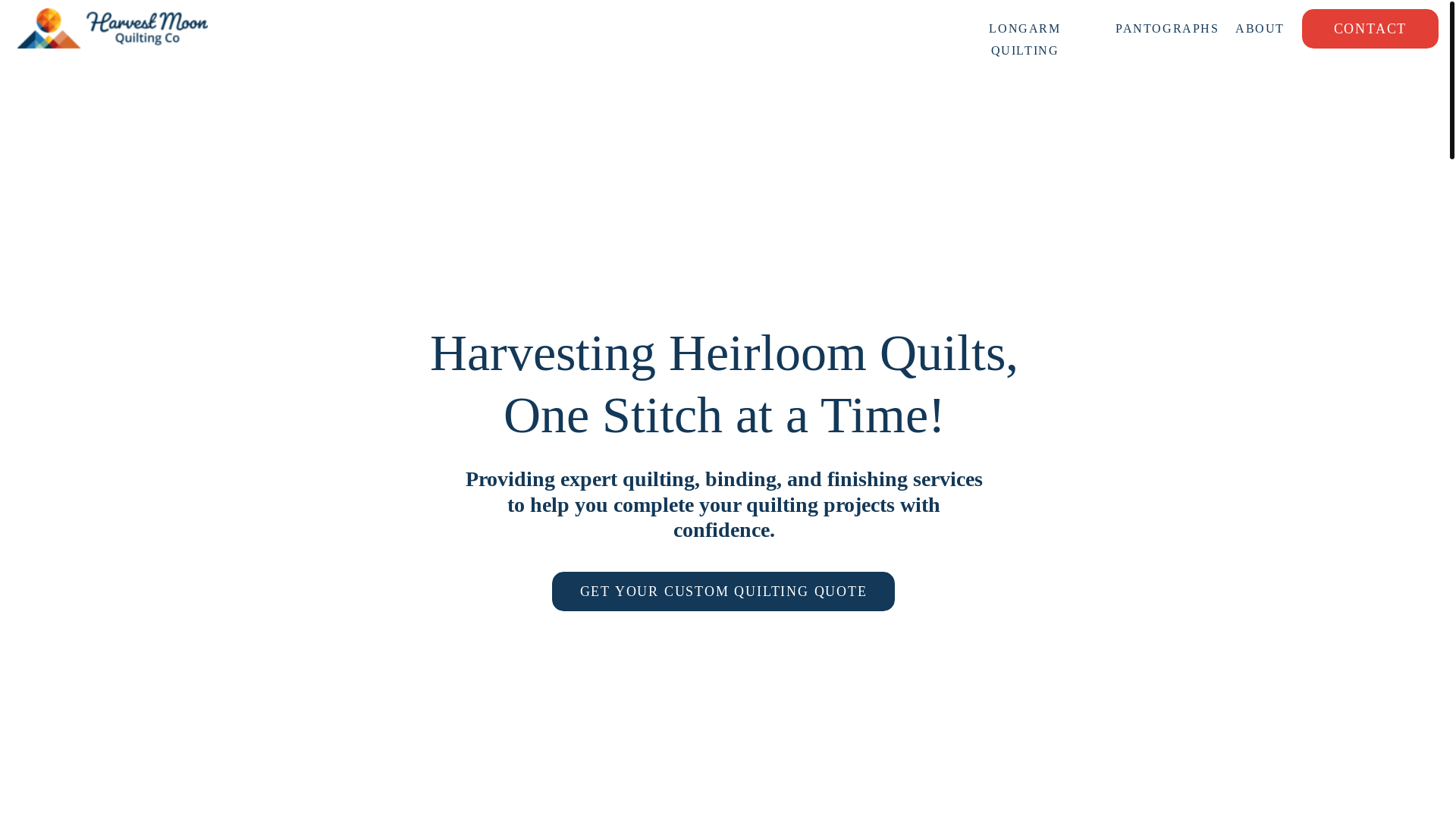 website screenshot of https://harvestmoonquiltingco.com/