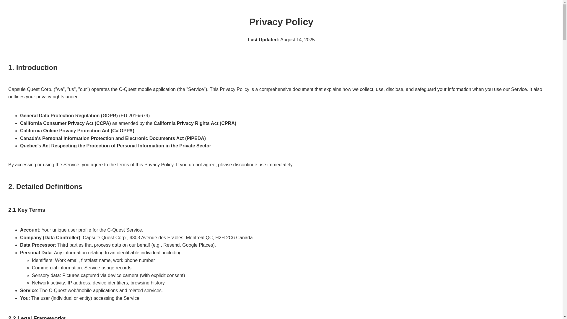 website screenshot of https://cquest-privacy.pages.dev/