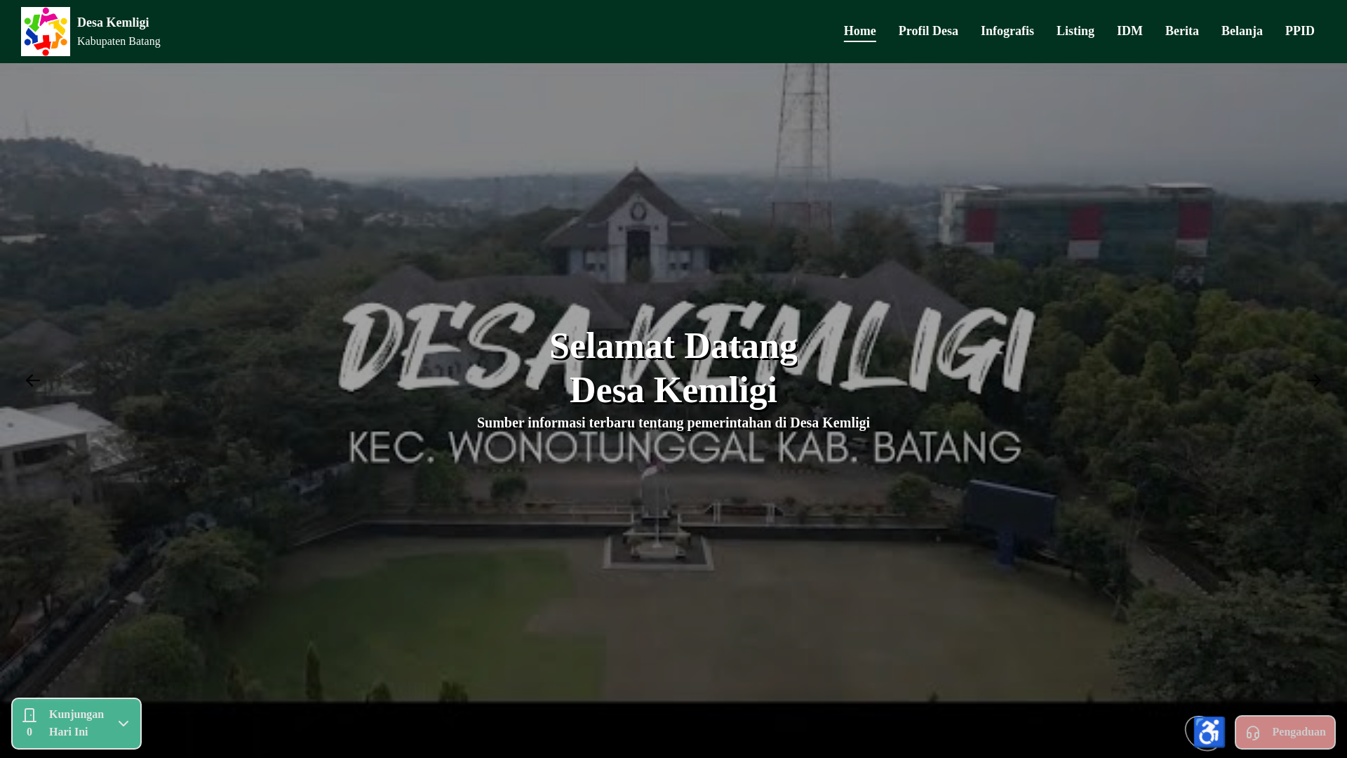 website screenshot of https://desakemligi.id