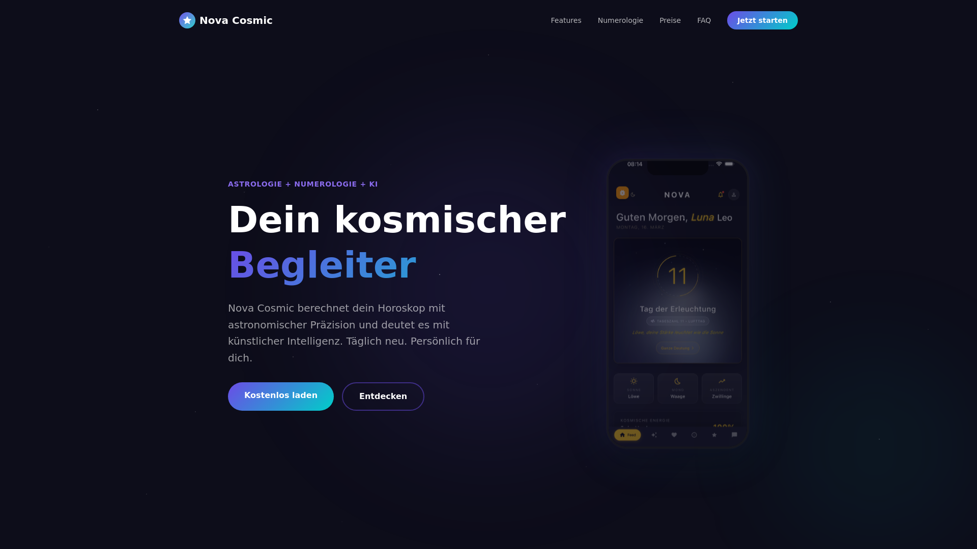 website screenshot of https://nova-cosmic.com/