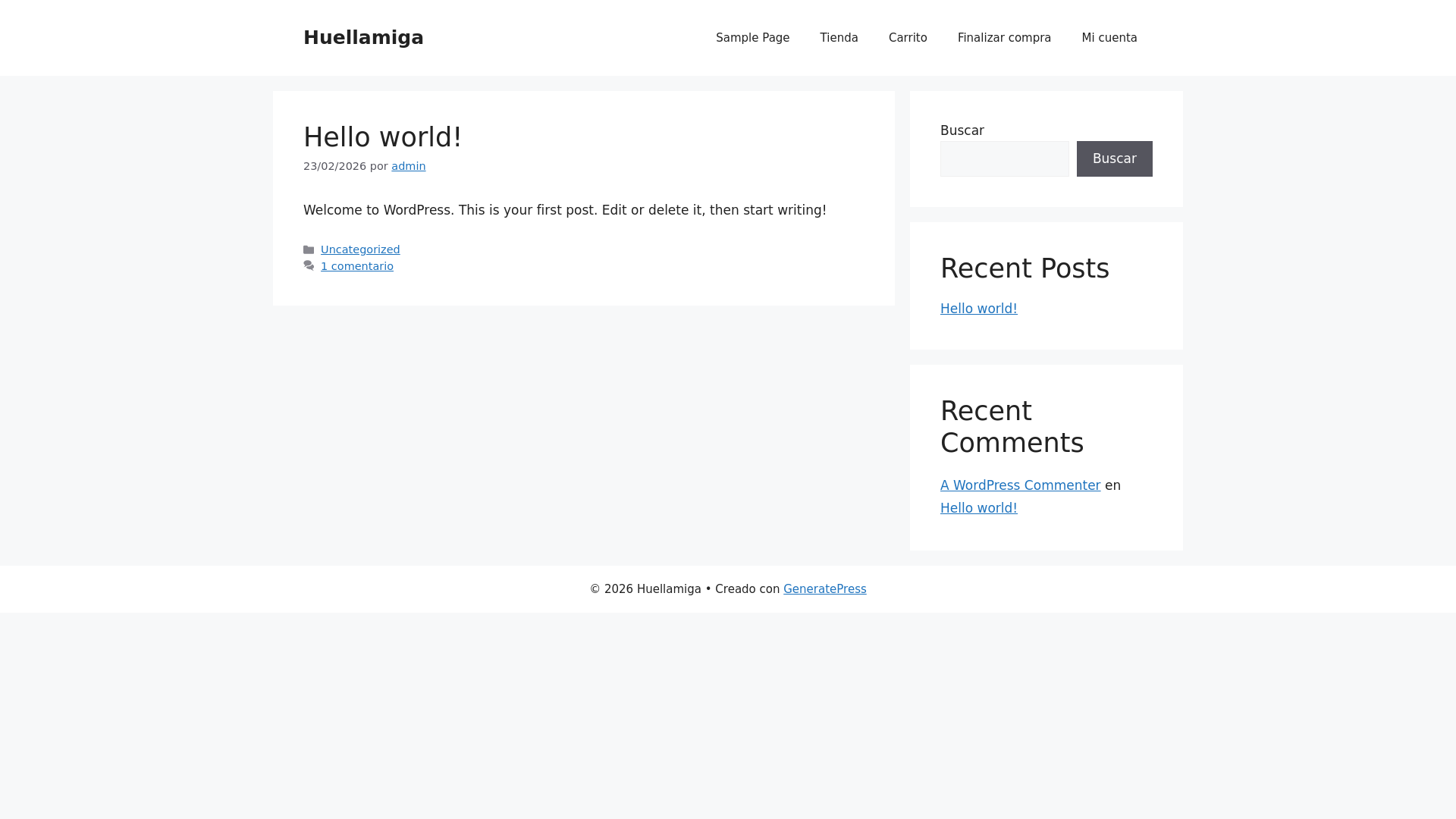 website screenshot of https://huellamiga.es/