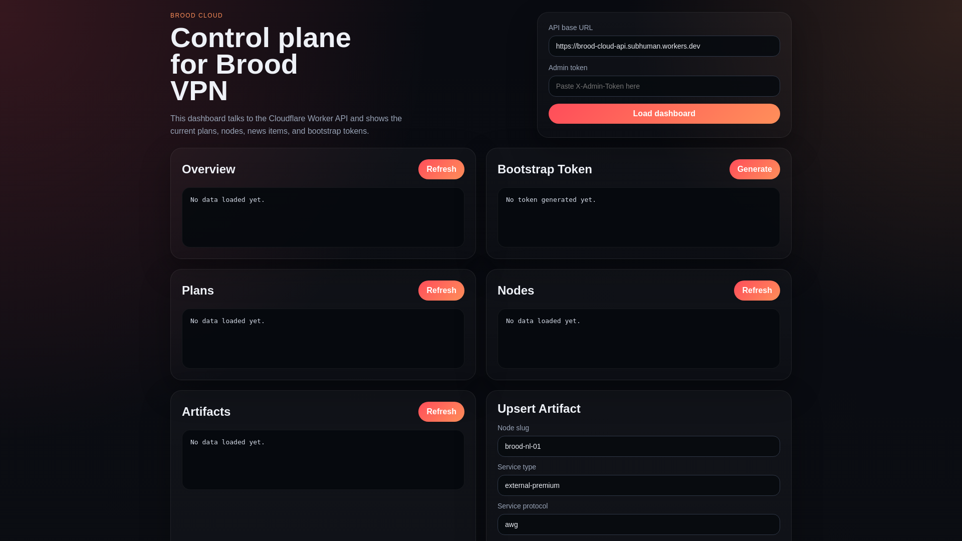 website screenshot of https://brood-cloud-dashboard.pages.dev/