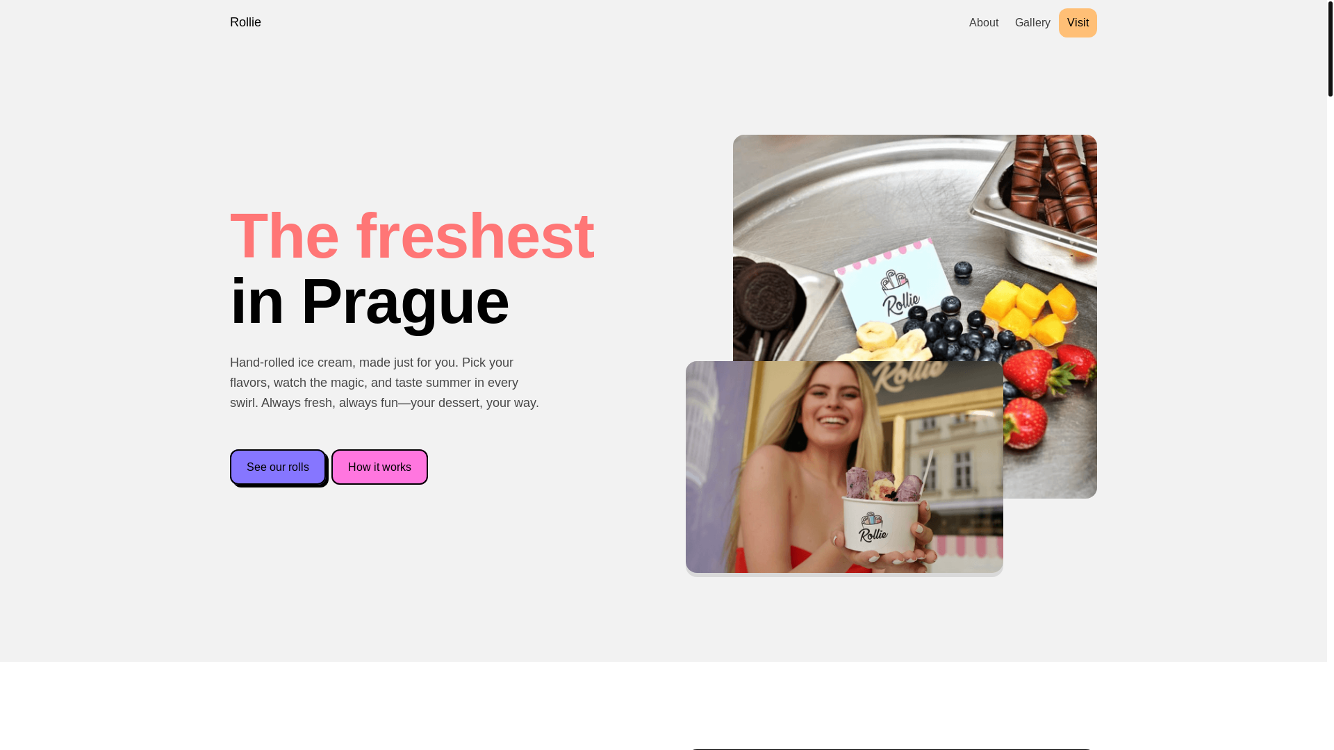 website screenshot of https://rollieicecream.cz/
