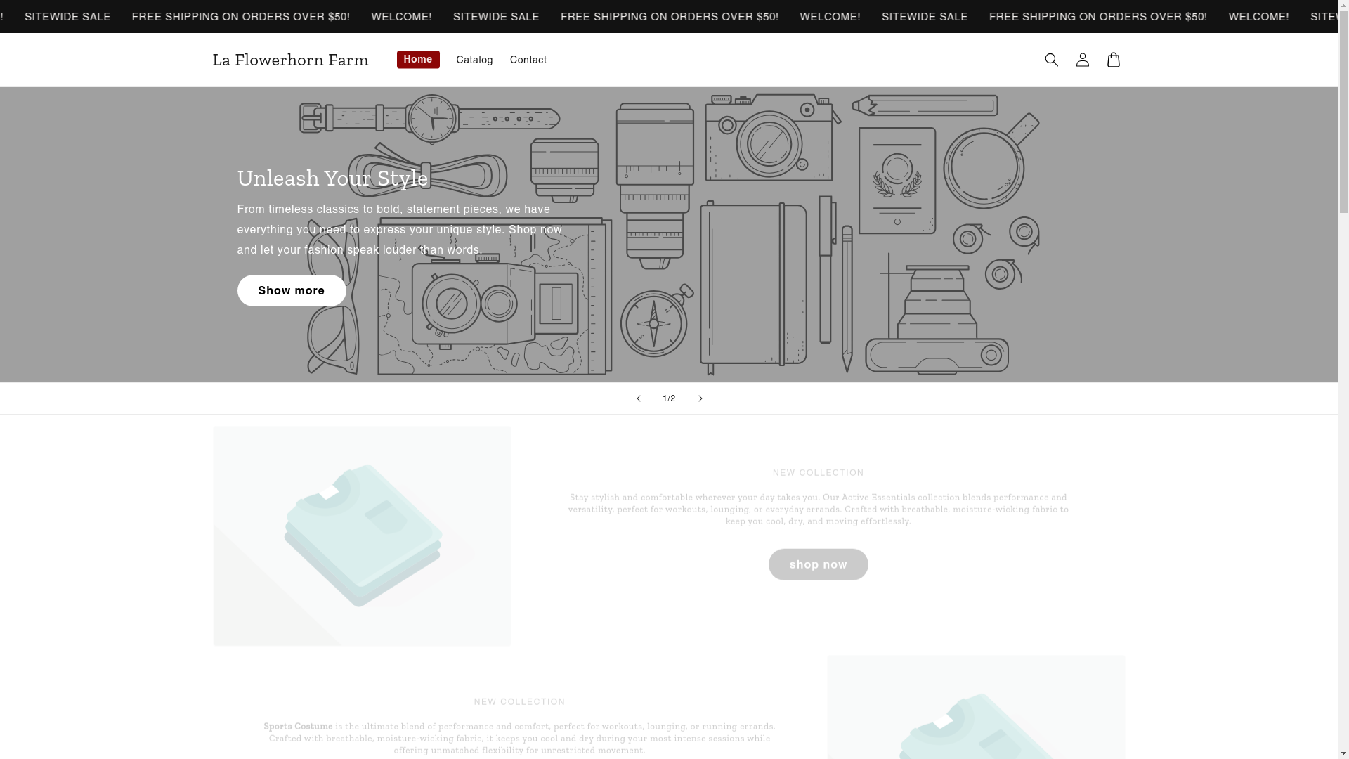 website screenshot of https://laflowerhornfarm.store/