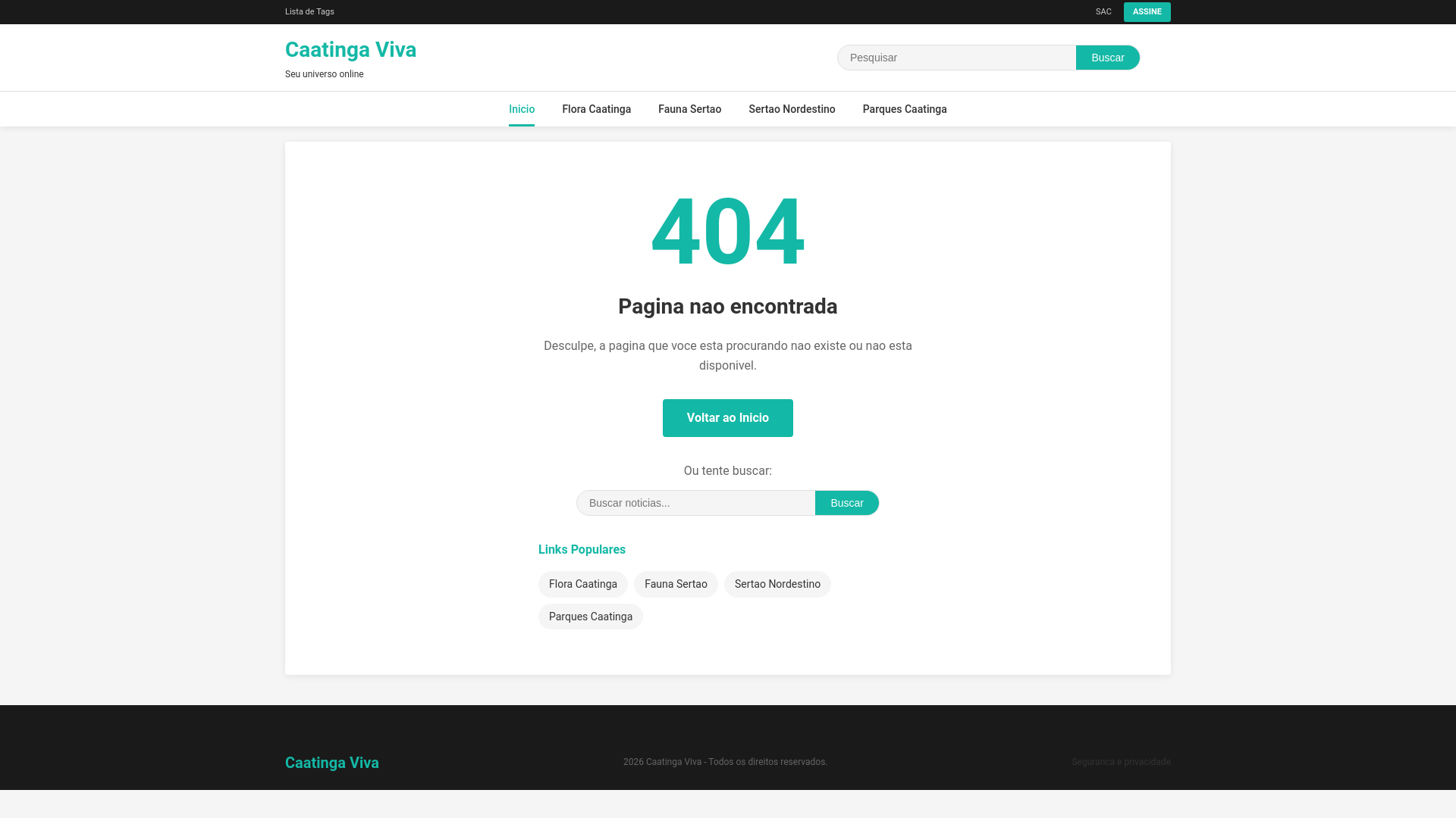 website screenshot of https://caatingaviva1.com.br/