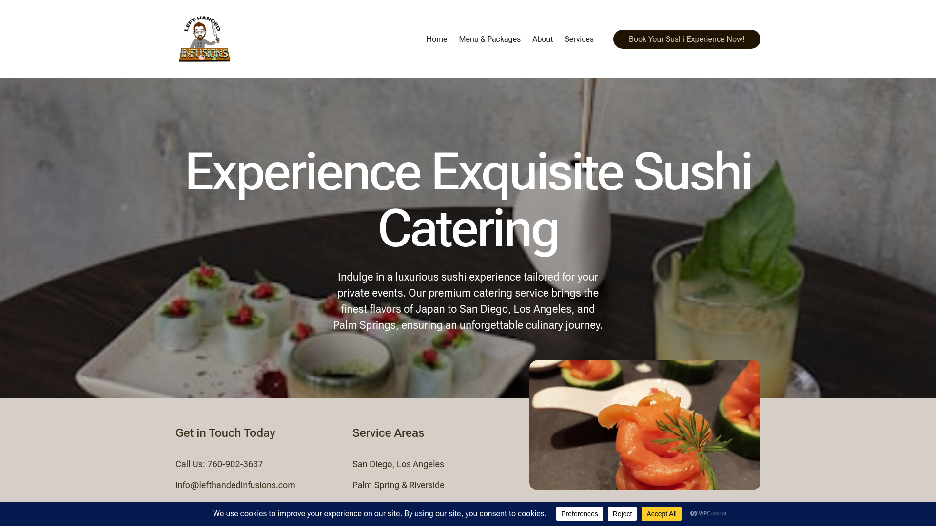 website screenshot of https://llefthandedinfusions.com/