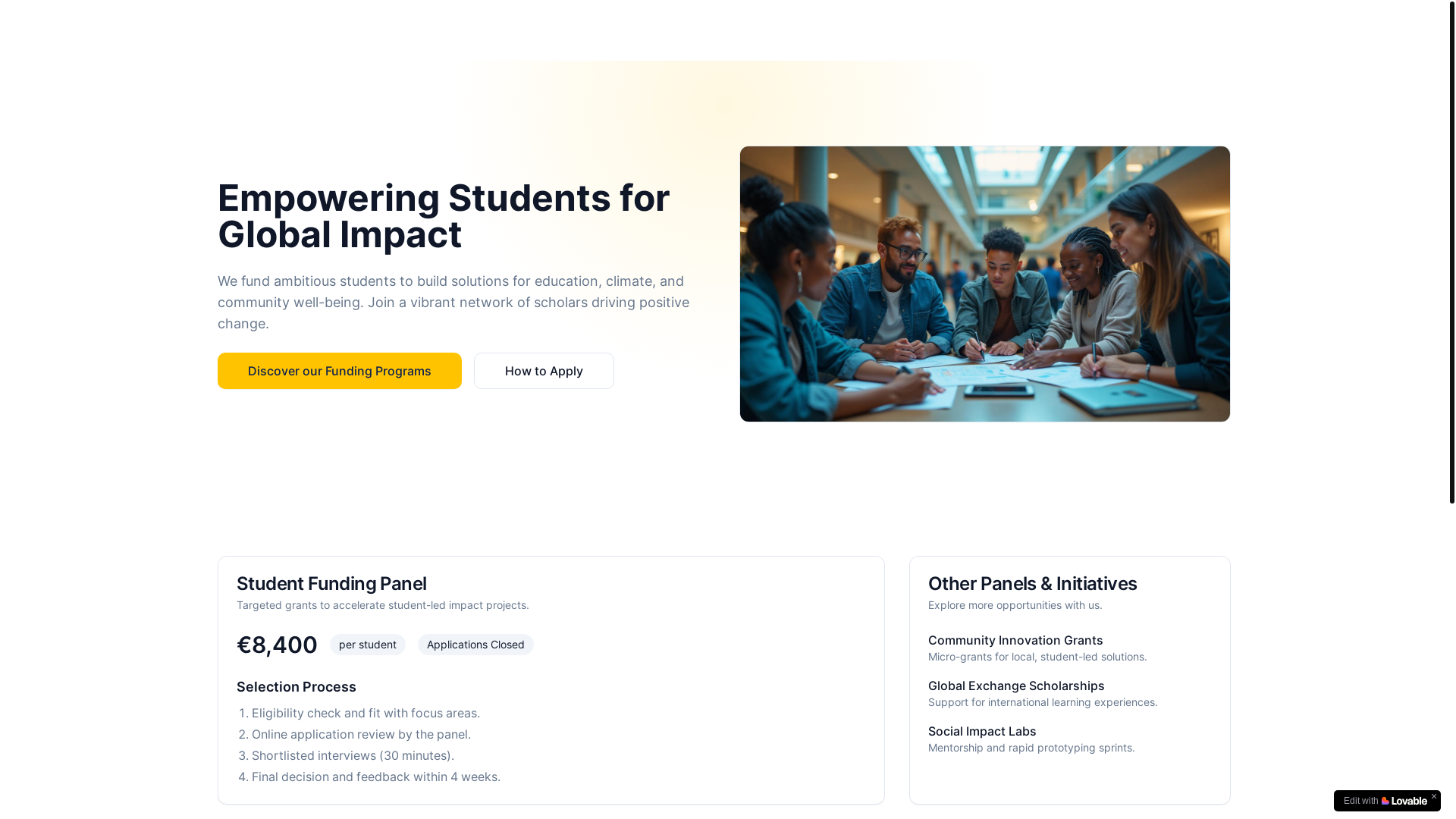 website screenshot of https://aspiretoimpact.info/