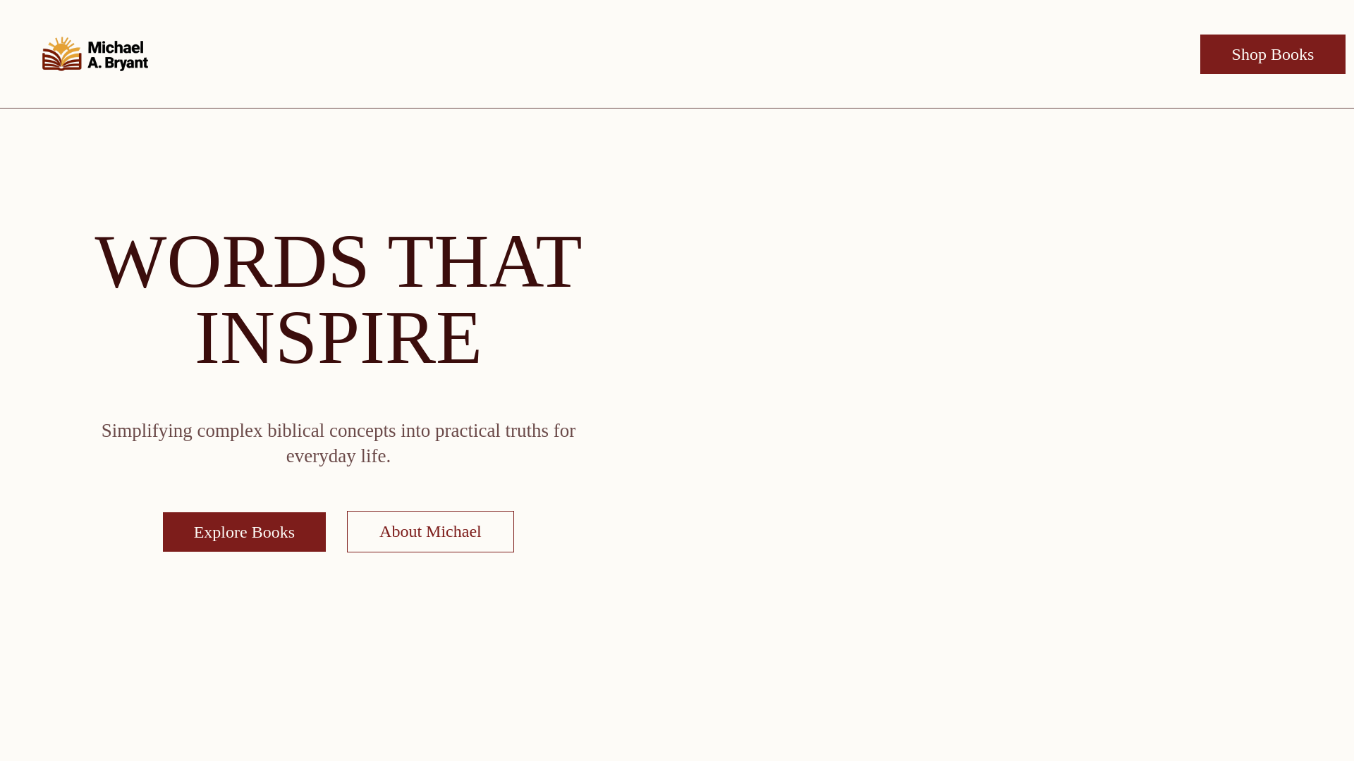 website screenshot of https://michaelbryantauthor.com/