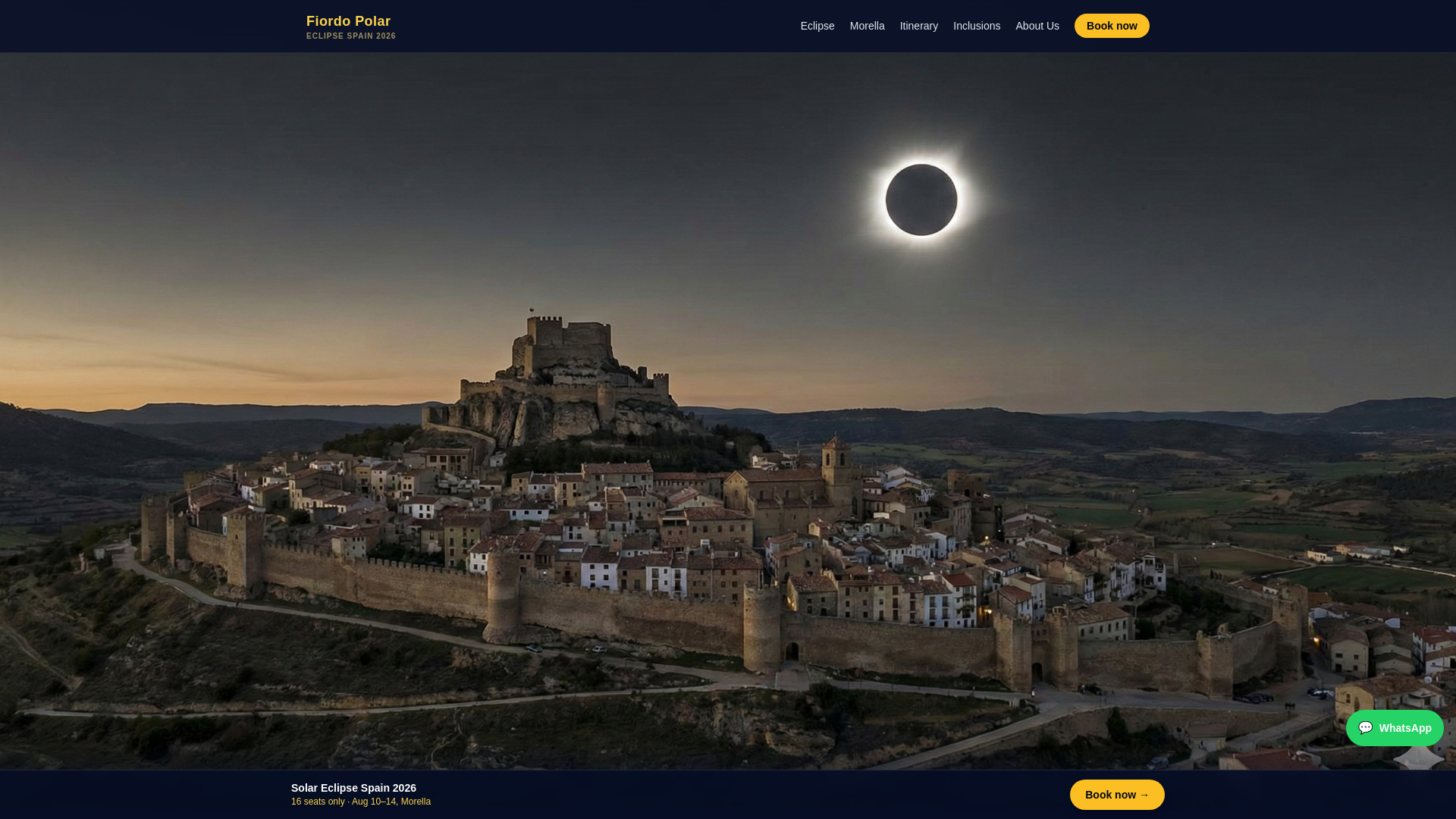 website screenshot of https://solareclipse2026.travel/