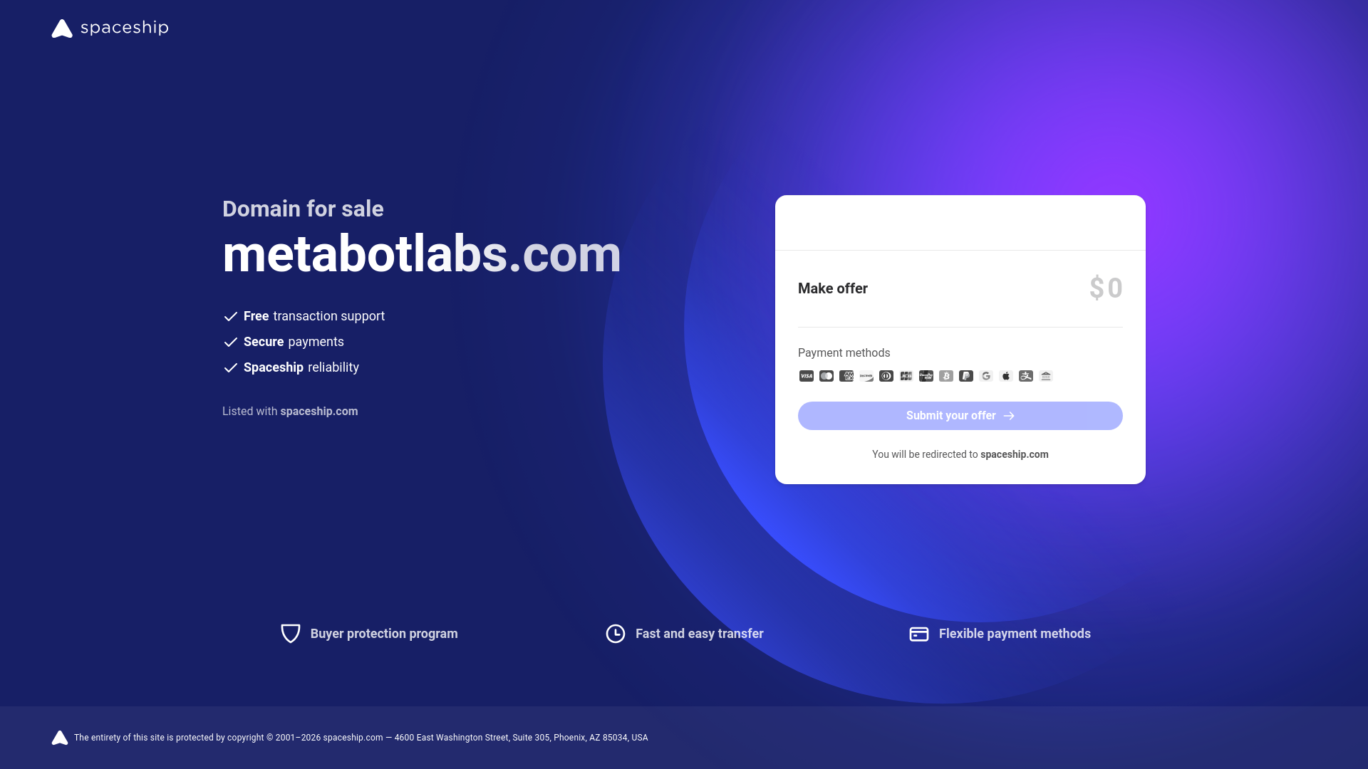 website screenshot of https://metabotlabs.com/