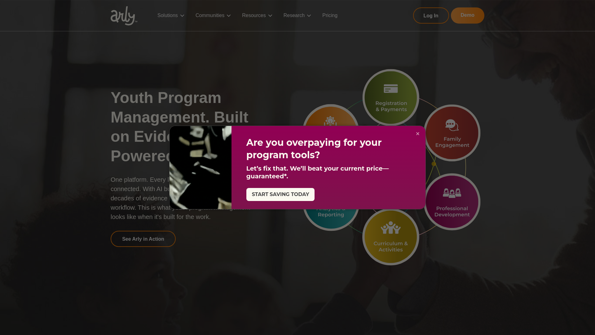 website screenshot of https://get-arly.net