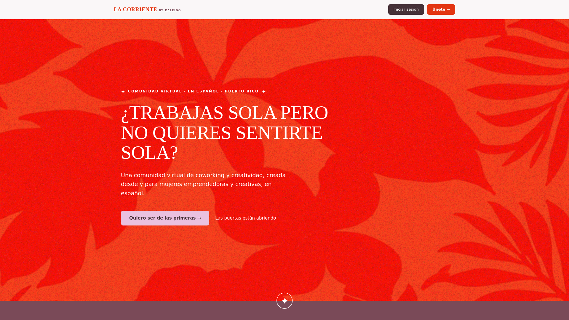 website screenshot of https://lacorriente.space