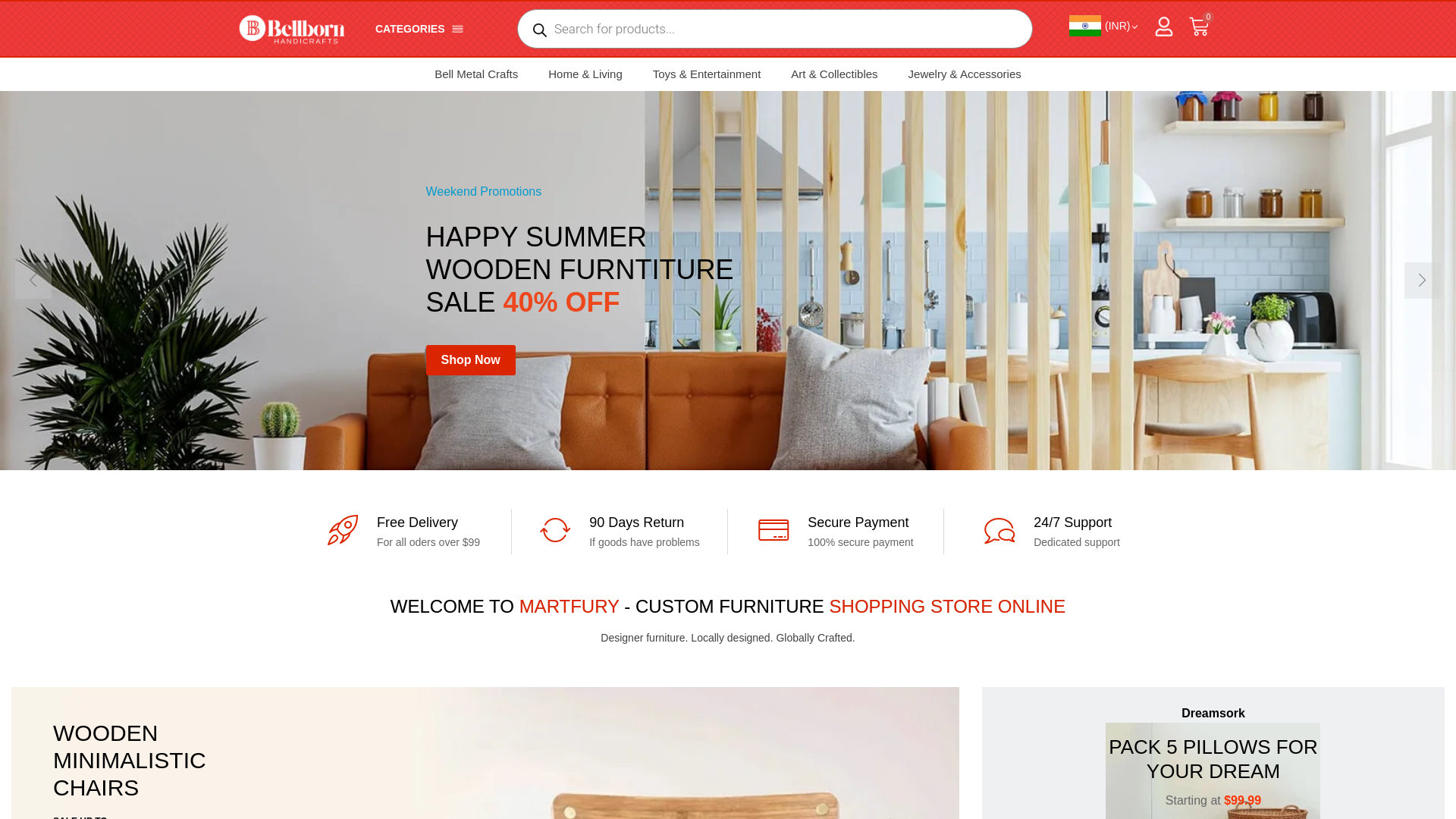 website screenshot of https://bellbornhandicrafts.com/