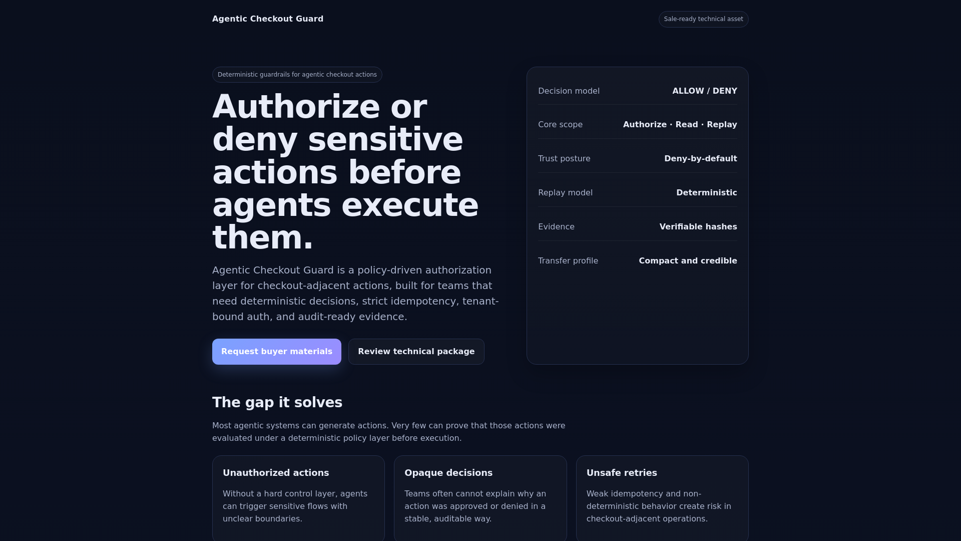 website screenshot of https://agenticcheckoutguard.pages.dev/