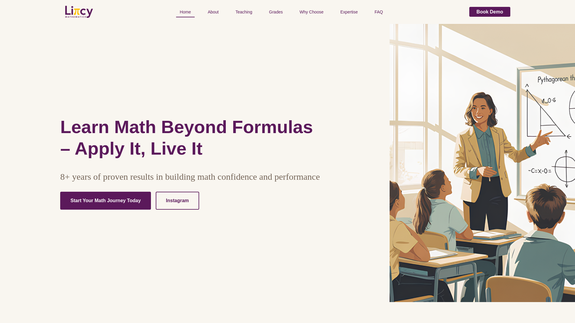 website screenshot of https://lincymathematics.pages.dev/