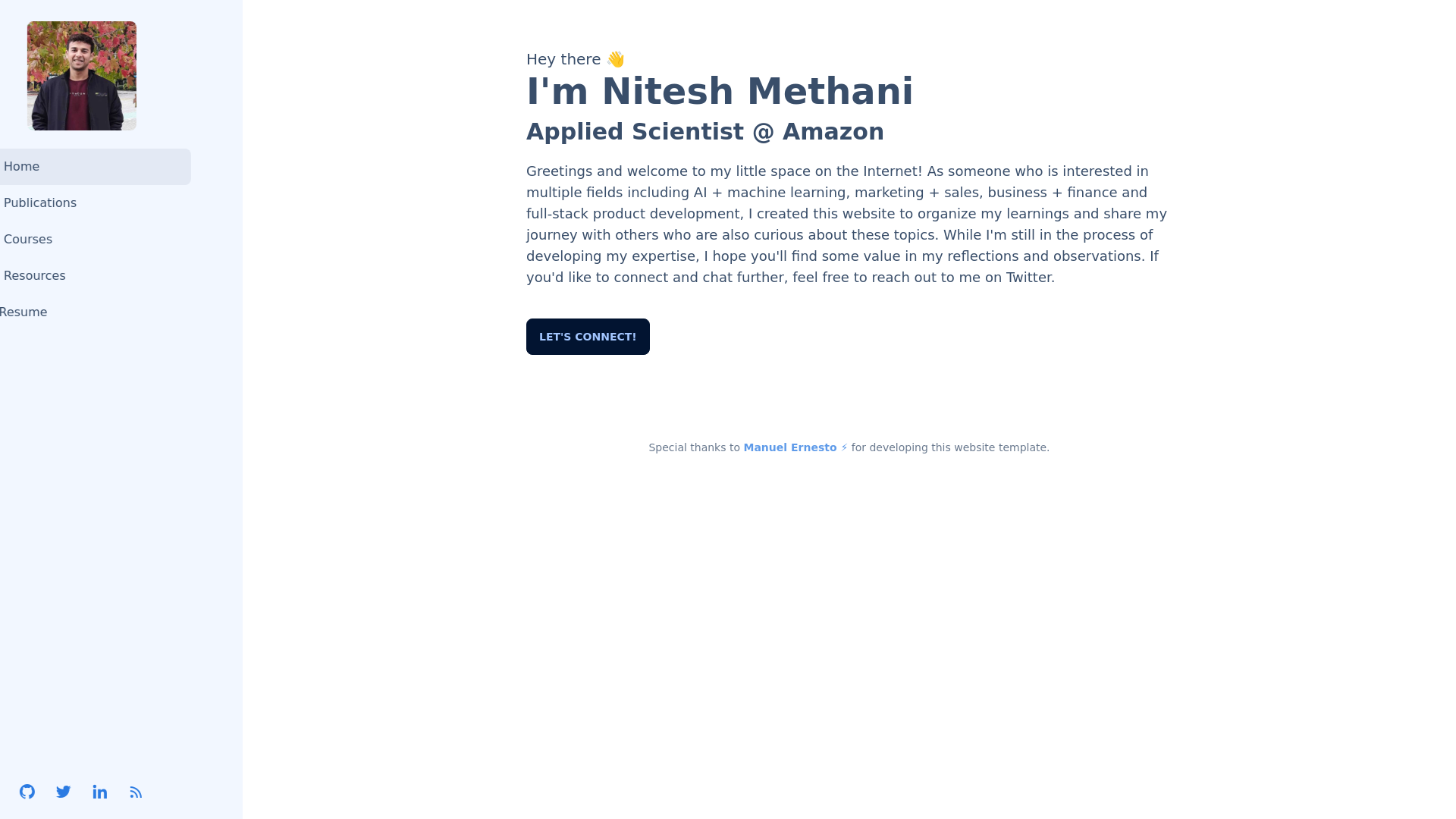 website screenshot of https://niteshmethani.in/
